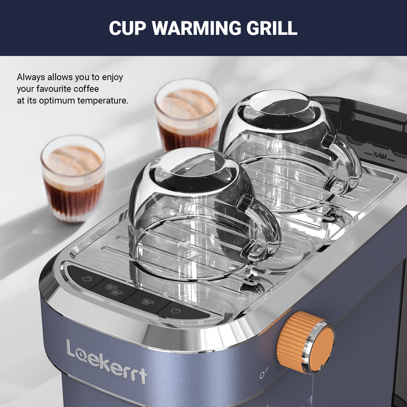 Laekerrt 20 Bar Espresso Coffee Machine with Milk Frother - Compact Stainless Steel Home Coffee Maker for Latte, Cappuccino & Espresso - Perfect for Small Kitchens & Office Use (Blue)