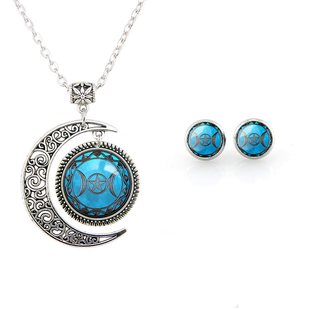 DIY Triple Goddess Moon Necklace - Wiccan Jewelry & Pendant for Women - Full Moon Charm Gift for Wiccans, Pagans & Spiritual Seekers - Perfect for Rituals, Ceremonies & Everyday Wear