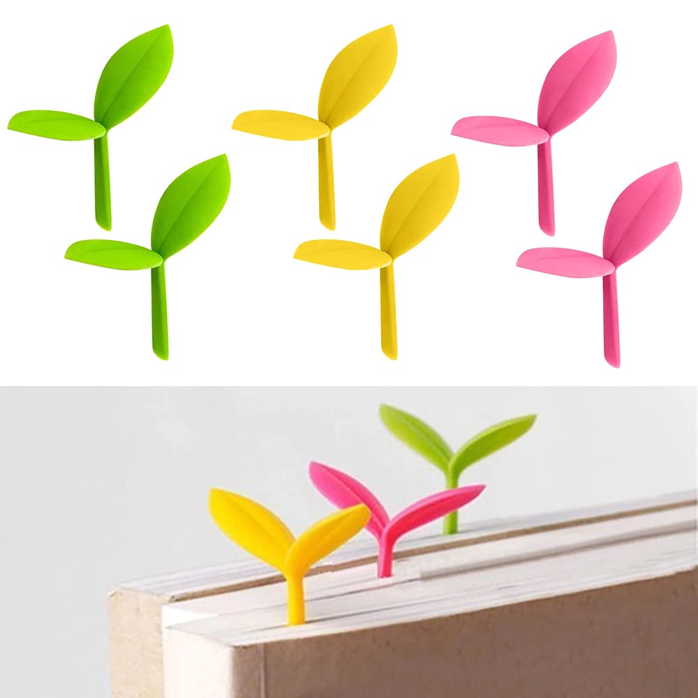 Mini Silicone Green Sprout Bookmarks - Cute Grass Bud Bookmark for Book Lovers & Readers - Creative Gift Idea for Bookworms - Perfect for Reading, Journals & Gifts (Pink)