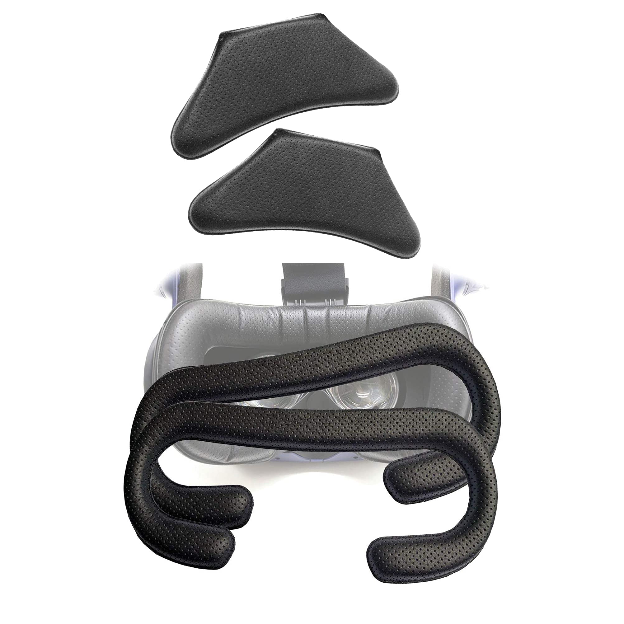 TamBee VR Face Foam Replacement for HTC Vive PRO - 4Pcs Black PU Leather Comfort Cushion Set - Enhance VR Gaming & Simulation Experience