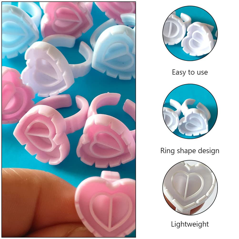 Beaupretty 100Pcs Disposable Eyelash Glue Cups - Lash Extension Glue Holder Rings with Fanning Blossom Design - Perfect for Professional & DIY Eyelash Extensions at Home or Salon