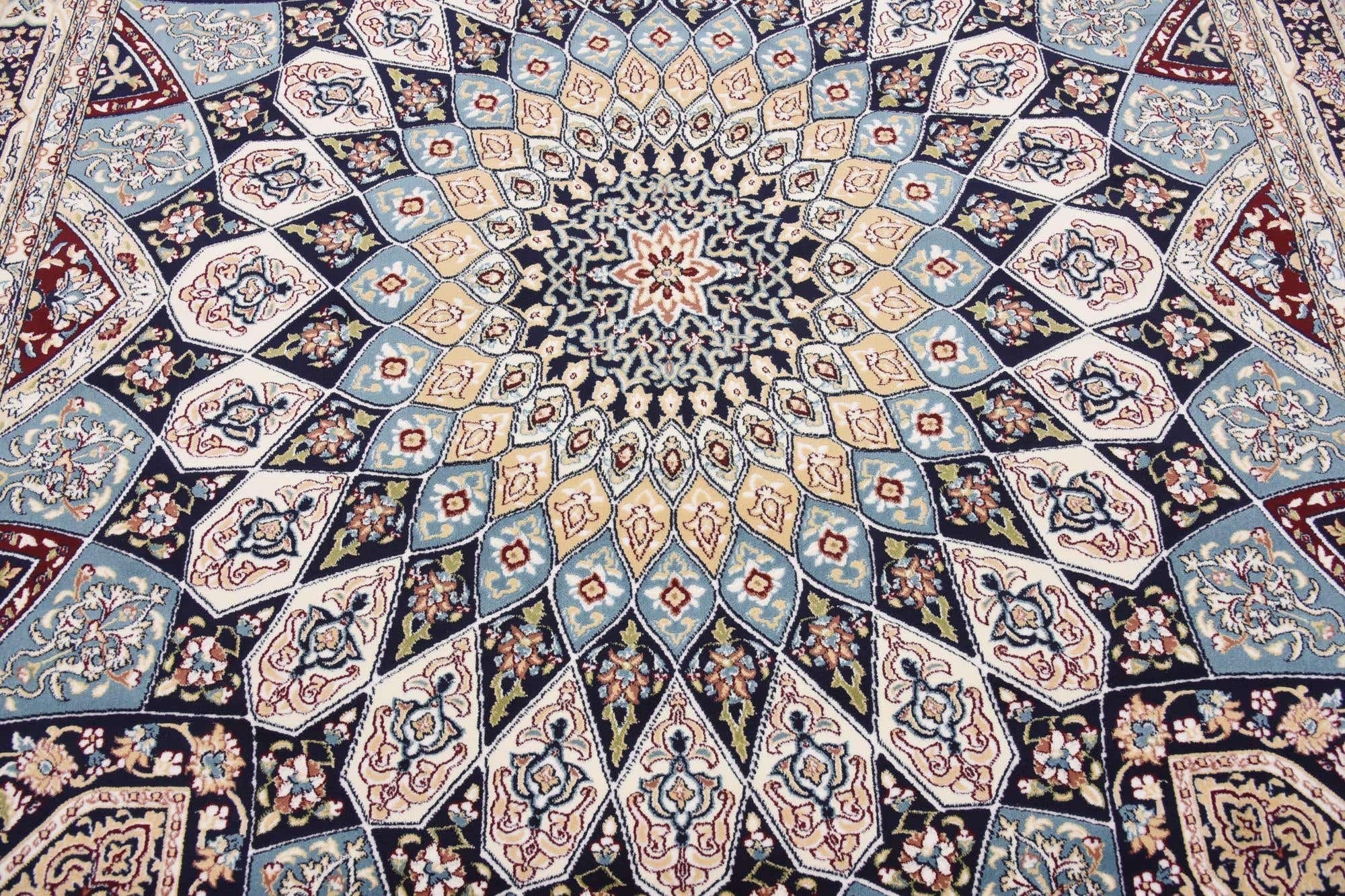 Unique Loom Narenj Collection Area Rug - Adams (8' x 10' Rectangle Navy Blue/Beige) - Soft Non-Slip Living Room Rug for Home Decor, Bedroom, Office - Machine Washable Persian Style Carpet