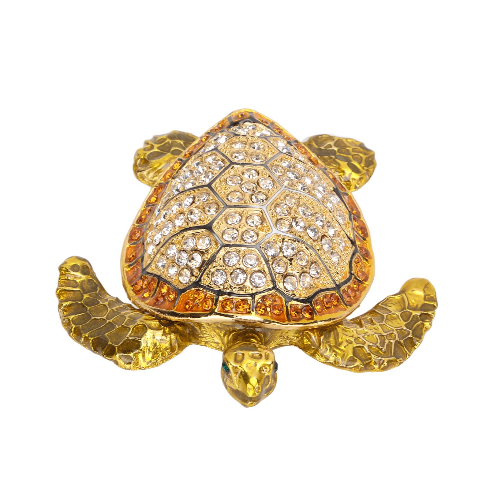 Elegant Tortoise Jewelry Box with Rhinestones - Zinc Alloy Magnetic Closure for Necklace, Ring & Earring Storage - Perfect for Home Decor, Gift Giving & Vanity Organizer