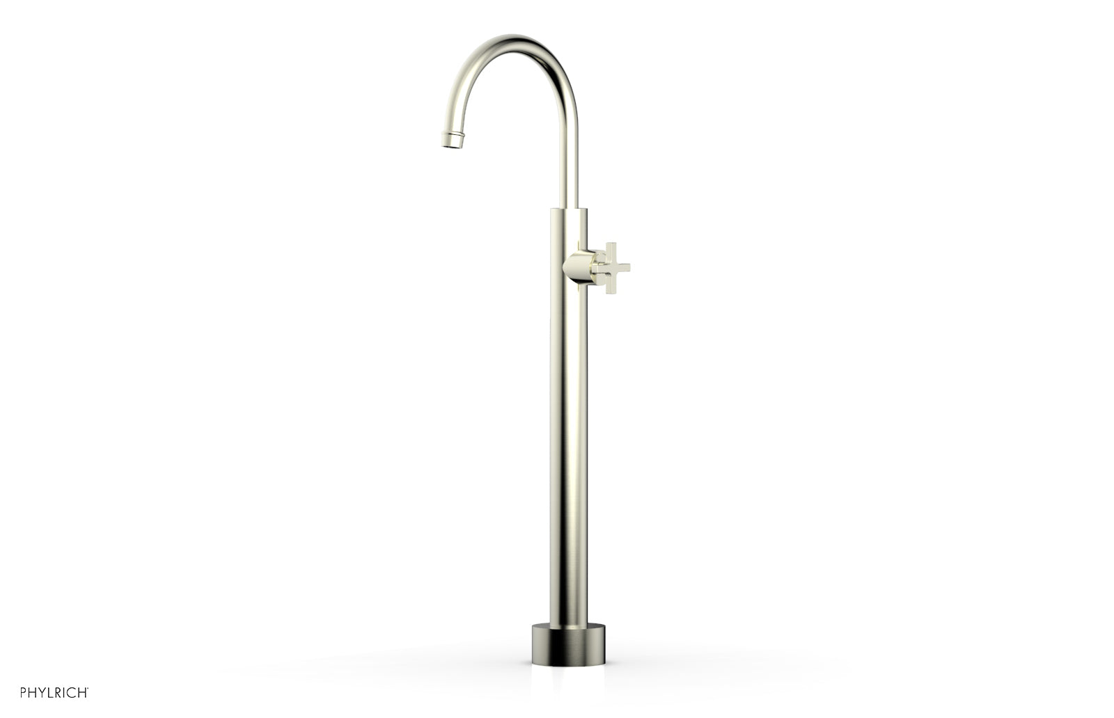 HEX MODERN Low Floor Mount Tub Filler with Cross Handle - Model 501 46 04 | Perfect for Contemporary Bathroom Designs & Spa-Like Showers