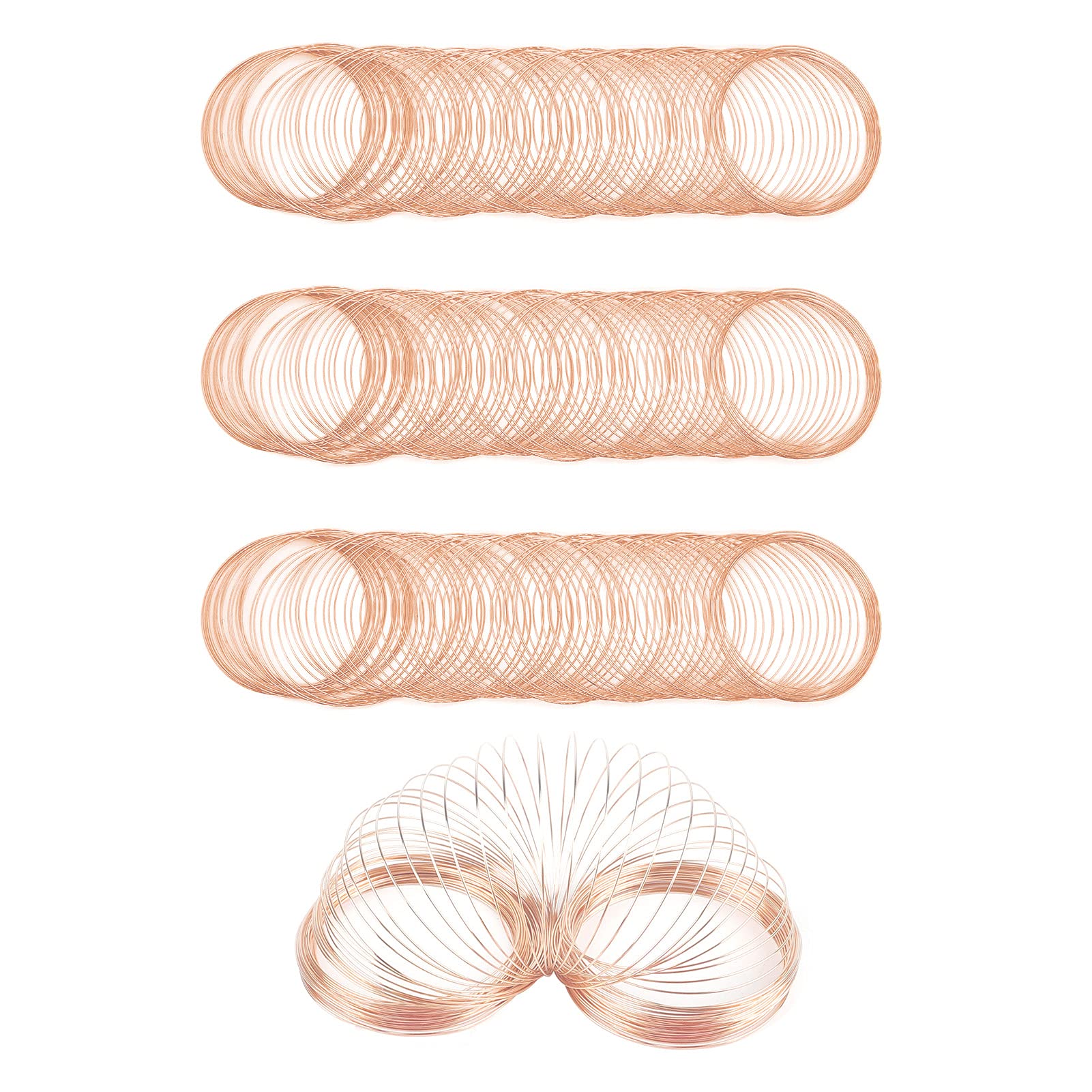 300 Loops Jewelry Wire Memory Beading Wire for Bracelet Making - Rose Gold Jewelry Beading Wire, Memory Steel Wire for DIY Jewelry, Crafts, Art Creation (Perfect for Bracelets, Necklaces & Handmade Gifts)