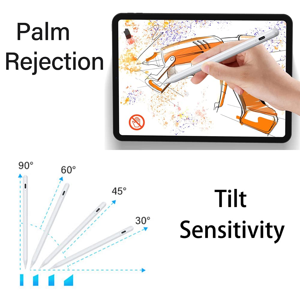 Premium Stylus Pen for iPad - Apple Pencil Alternative with Palm Rejection & Tilt Sensitivity - Compatible with iPad Pro 11/12.9 (2018-2022), iPad 6/7/8th Gen, iPad Air & Mini - Perfect for Digital Art, Note Taking & Professional Work