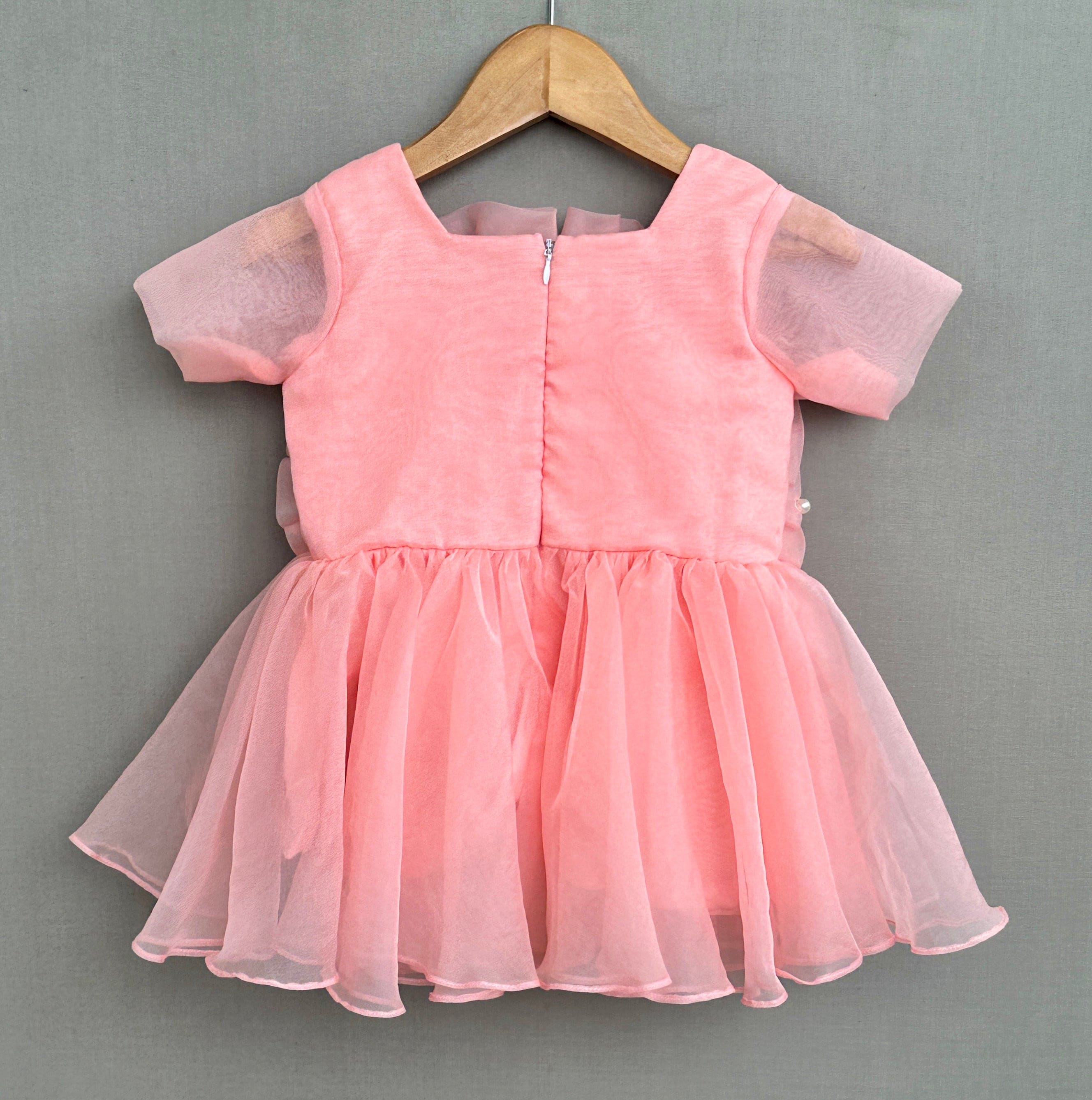 Pre Order: Blossom Ruffle Tulle Dress in Peach - Elegant Floral Party Gown for Weddings, Prom & Special Occasions