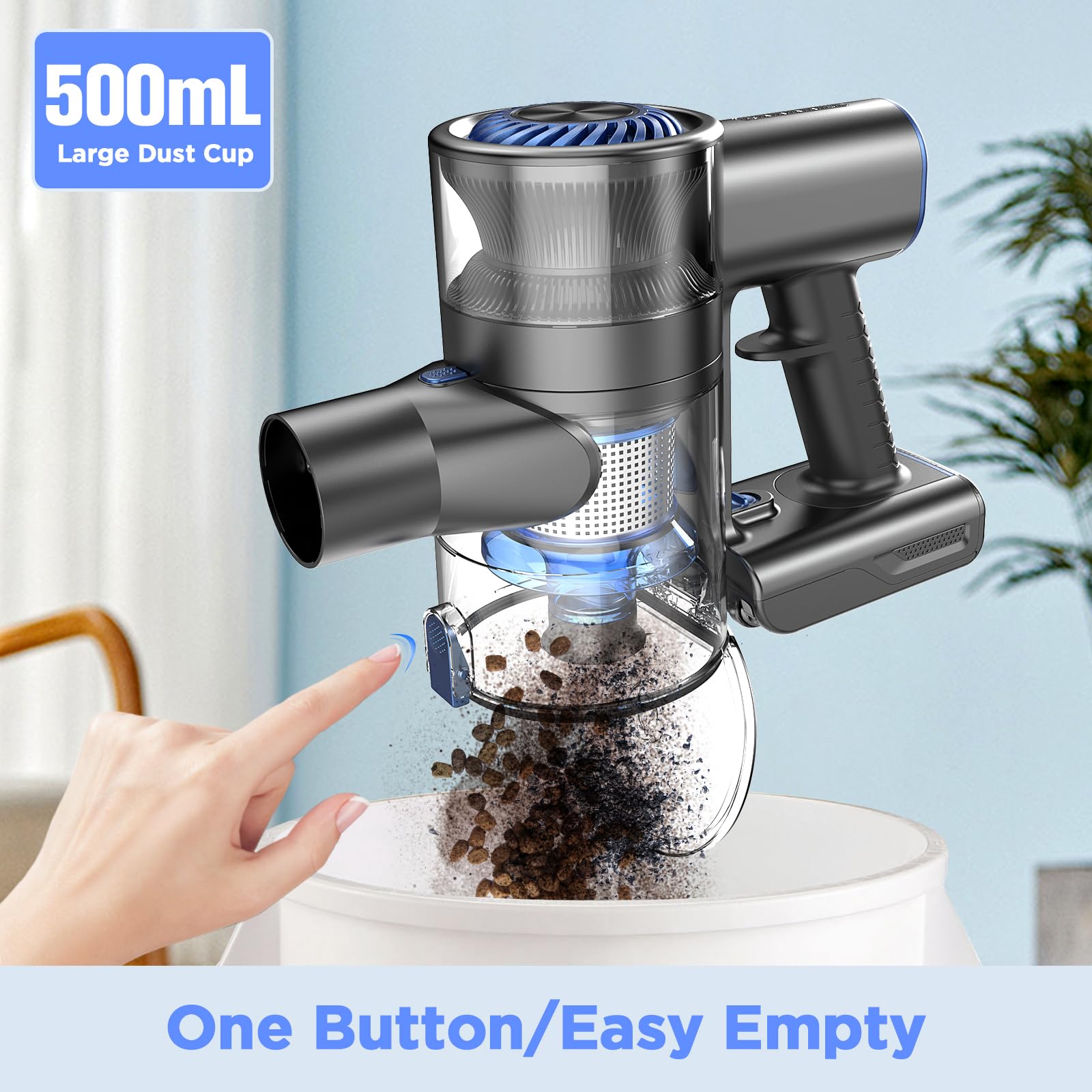 Powerful Cordless Vacuum Cleaner with 80000 RPM Brushless Motor & 2600mAh Battery - 40 Min Runtime for Hardwood Floors, Carpets, Pet Hair - Lightweight Stick Vac for Home Cleaning, Quick Pickup, Car Detailing