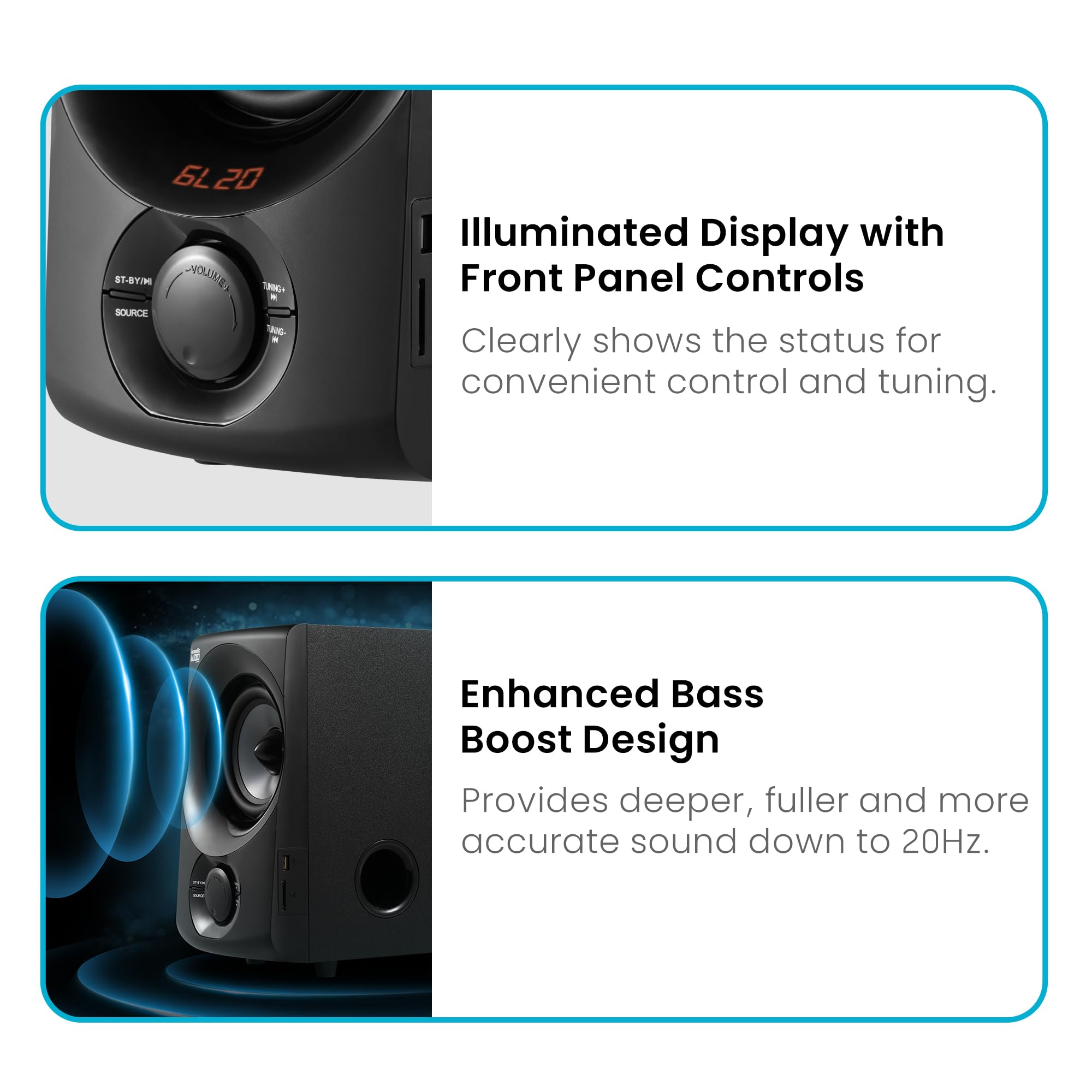 Acoustic Audio AA5172 700W 5.1 Channel Bluetooth Home Theater Speaker System with Powered Subwoofer, FM Tuner, USB/SD Card Input, Remote - 6 Speakers (Black/Gray) - Perfect for Movie Nights, Gaming & Home Entertainment