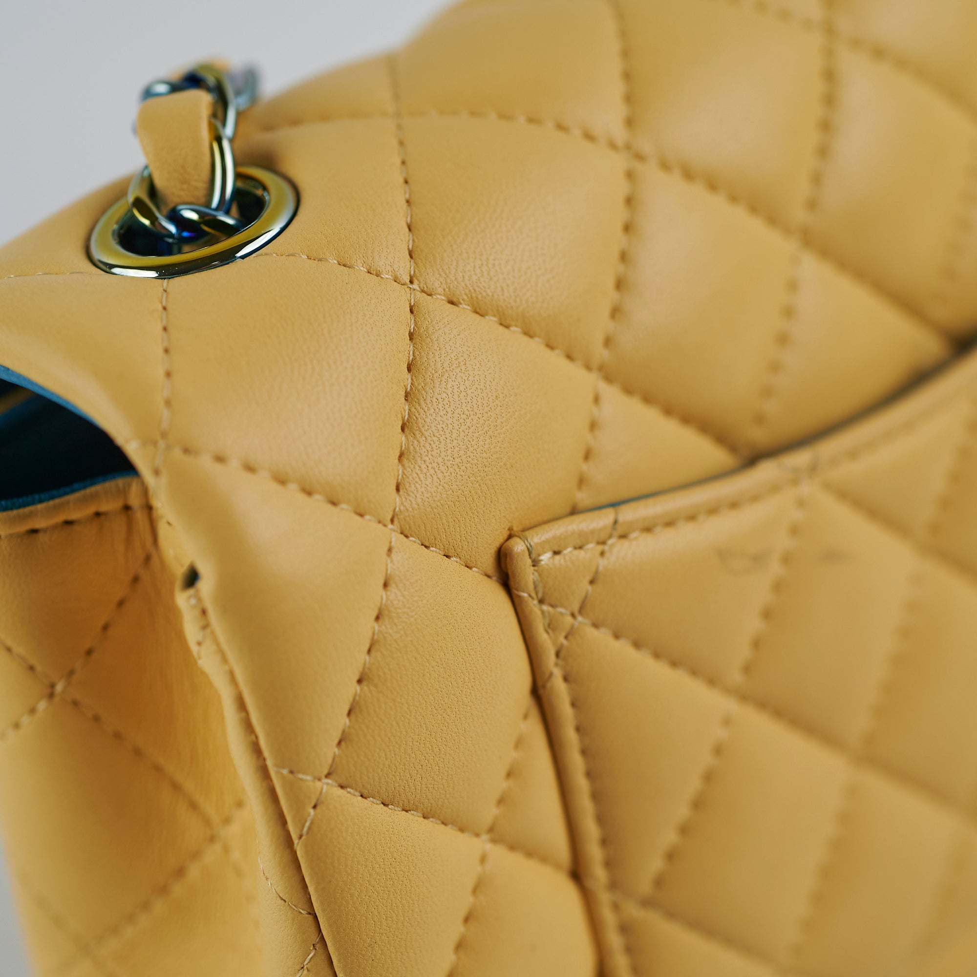Chanel 21P Mini Rectangular Lambskin Flap Bag in Yellow & Blue - Luxury Crossbody Purse for Women | Perfect for Date Night, Parties & Special Occasions