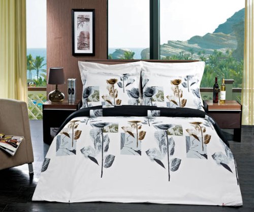 Luxurious Hanna 8-Piece Queen Size Bed in a Bag Set - 100% Egyptian Cotton 300 Thread Count Duvet Cover, Wrinkle-Free Brushed Microfiber Sheets & Down Alternative Comforter | Complete Bedding Set for Master Bedroom, Guest Room & Dorm