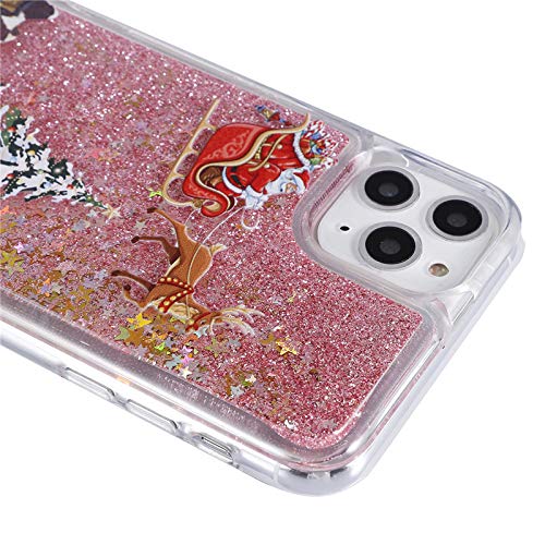 Topwin Christmas Liquid Floating Glitter Case for iPhone 11 Pro Max - Sparkling Snowman Santa Design, Shockproof Defender Cover (Pink) | Perfect Holiday Gift & Winter Party Accessory for Apple iPhone 11 Pro Max