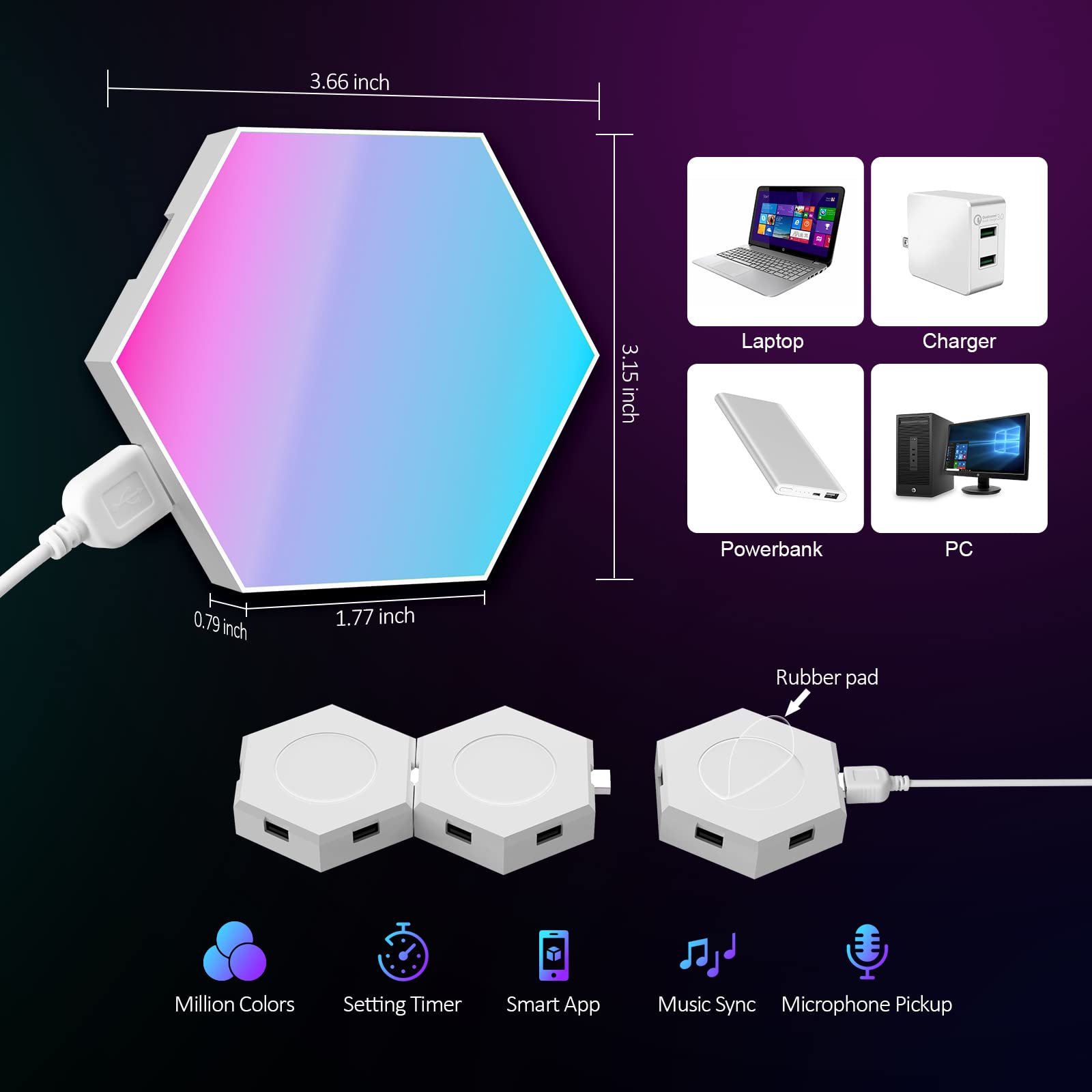12 Pack Smart RGB Hexagon LED Light Panels - APP & Remote Control, Music Sync Wall Lights for Gaming, Living Room, Bedroom Decor | Cool Ambient Lighting for Adults & Kids | Perfect for Parties, Gaming Setup & Home Decoration