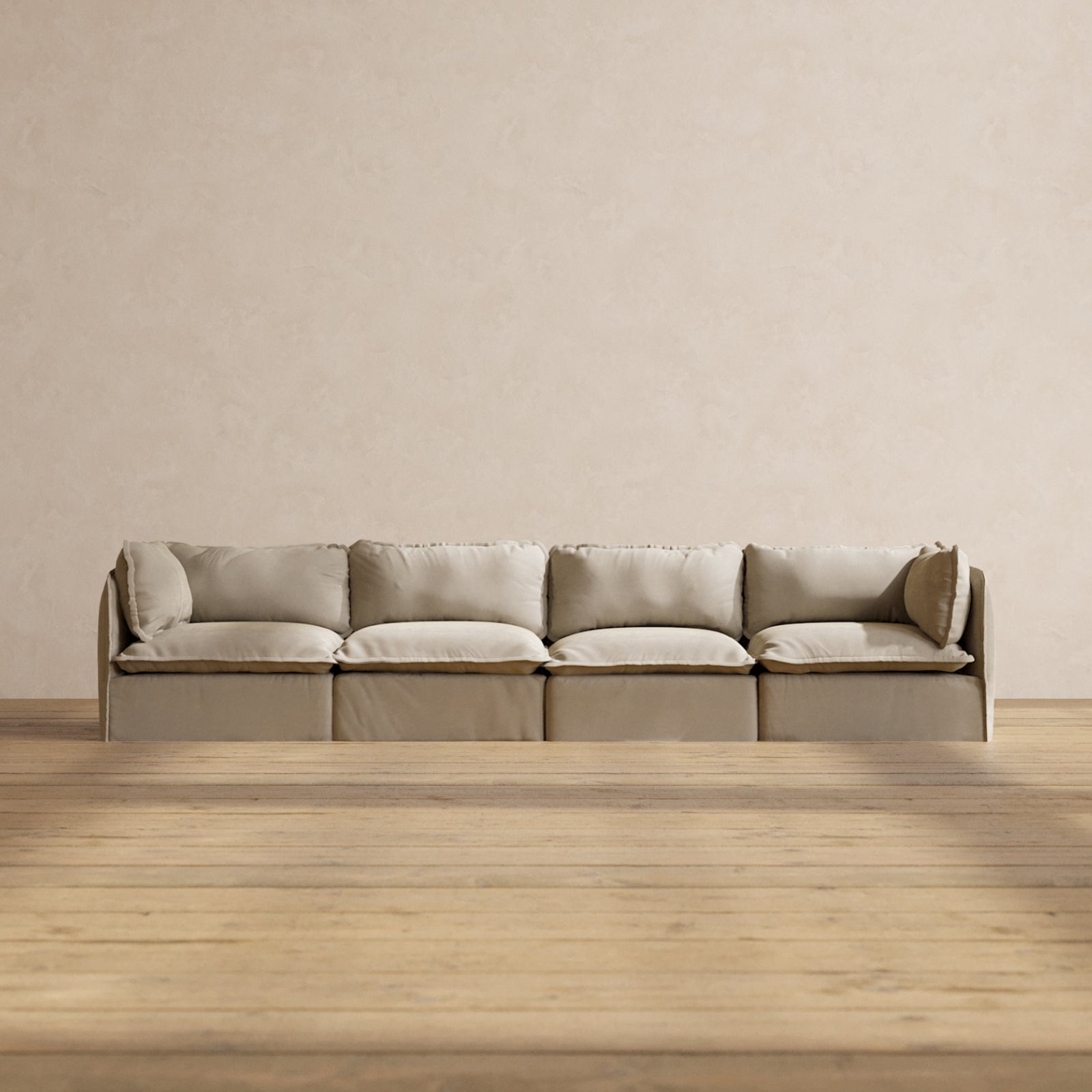 Premium Modular Performance 4-Seater Sofa in Dune Color | Luxe Fabric Blend | Perfect for Living Rooms, Home Theaters & Office Lounges