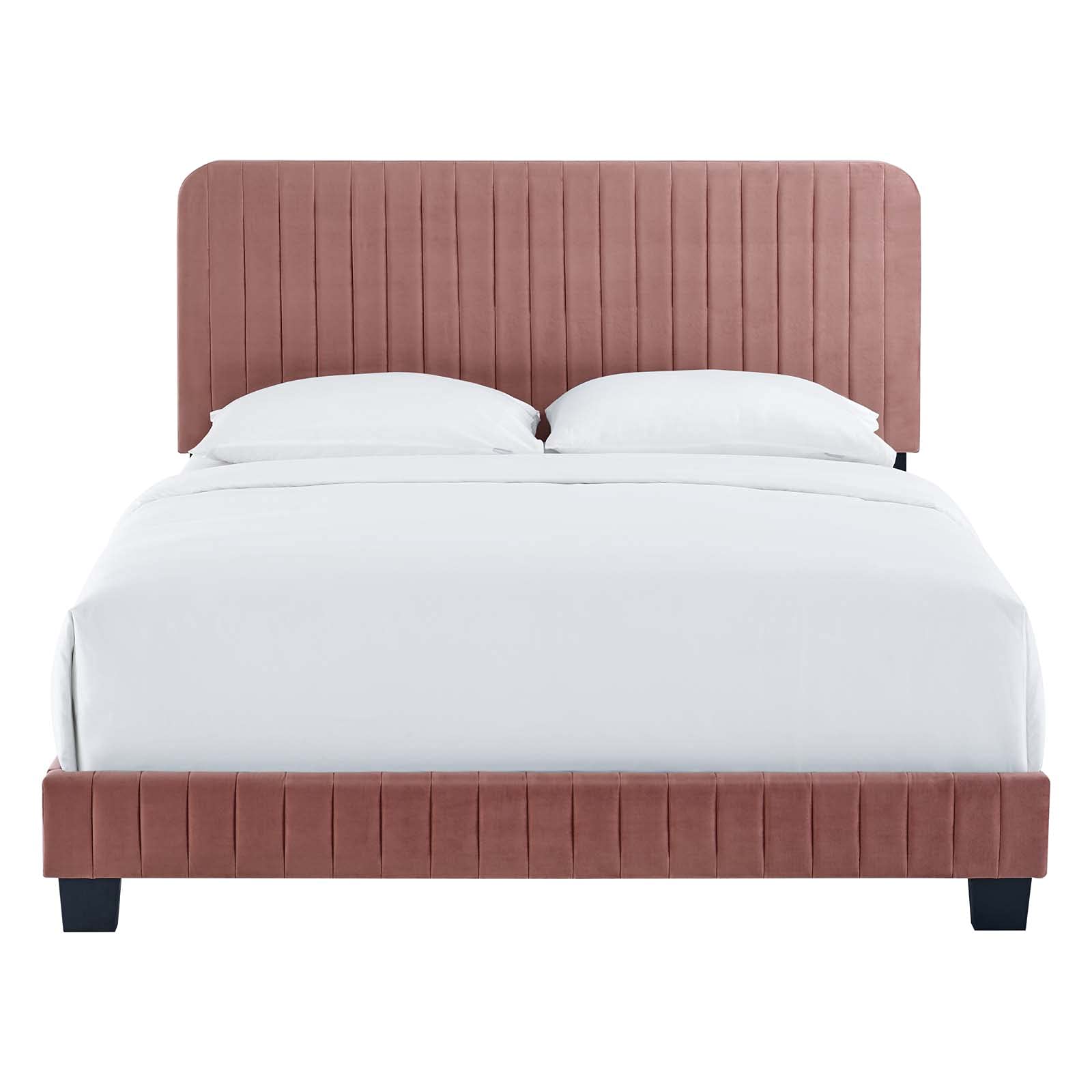 Modway Celine Channel Tufted Performance Velvet King Size Bed in Dusty Rose - Luxurious Upholstered Bed Frame for Master Bedroom & Guest Room Decor