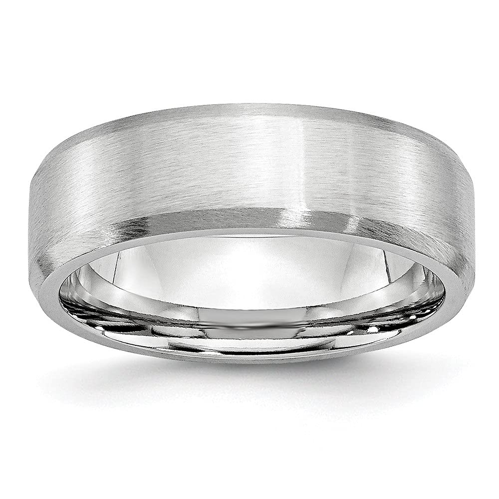Diamond2Deal 7mm Cobalt Beveled Edge Satin Finish Wedding Band Ring for Women - Elegant Bridal Jewelry, Anniversary Gift & Everyday Wear