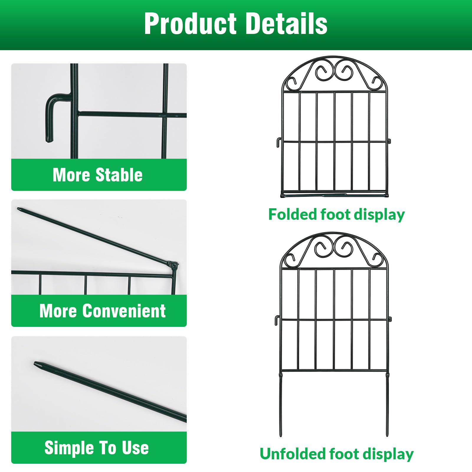 ADAVIN 24 Panels Collapsible Garden Fence - 26 Ft Long x 24 Inch Tall Black Rustproof Metal Wire Animal Barrier for Dogs, Rabbits & Pets | Flower Bed Edging, Landscape Border for Patio, Yard & Outdoor Decor | Perfect for Protecting Gardens, Containing Pets & Enhancing Curb Appeal