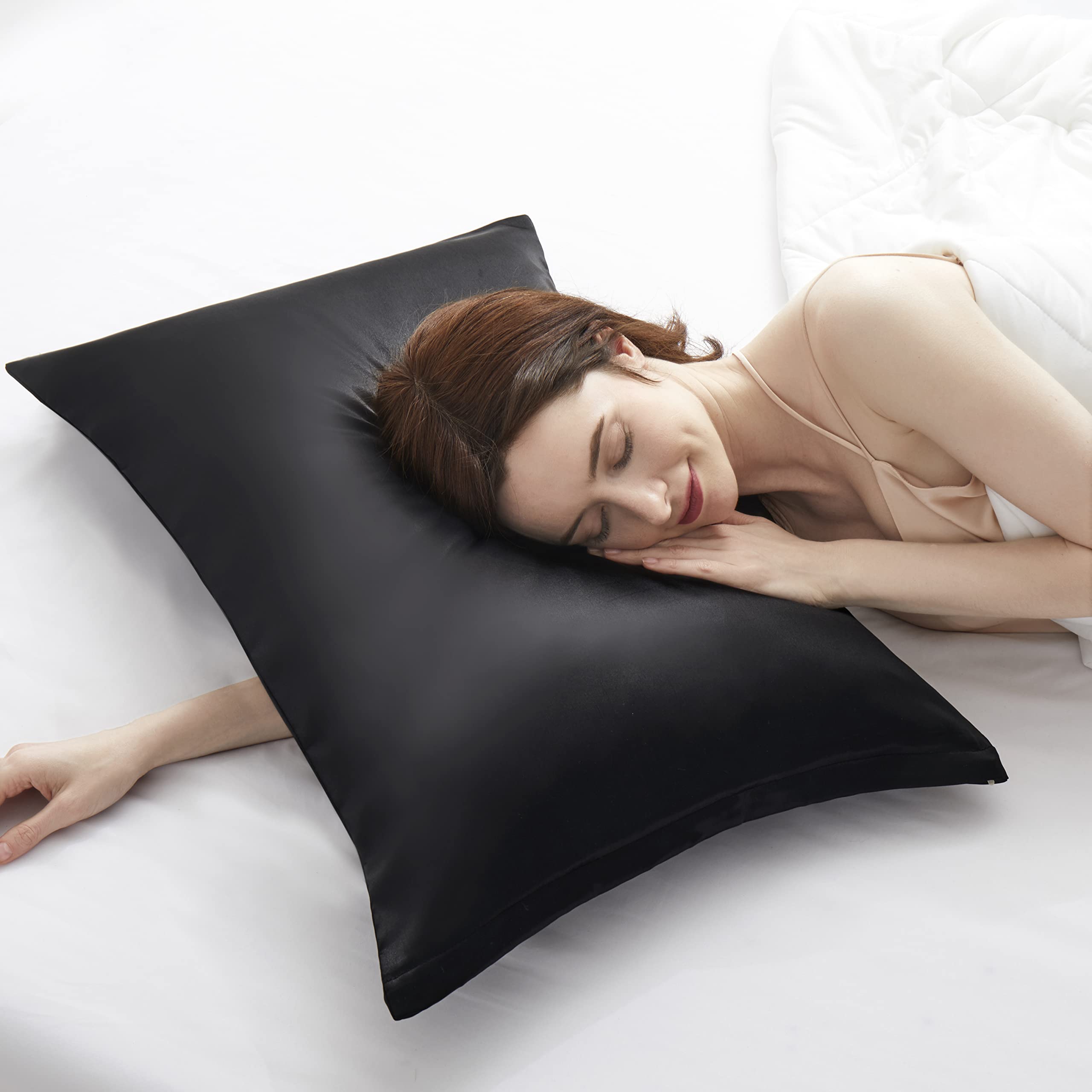 Silk Satin Pillowcase Set of 2 - Queen Size 20x30 with Zipper for Hair & Skin Care - Perfect for Bedroom Luxury