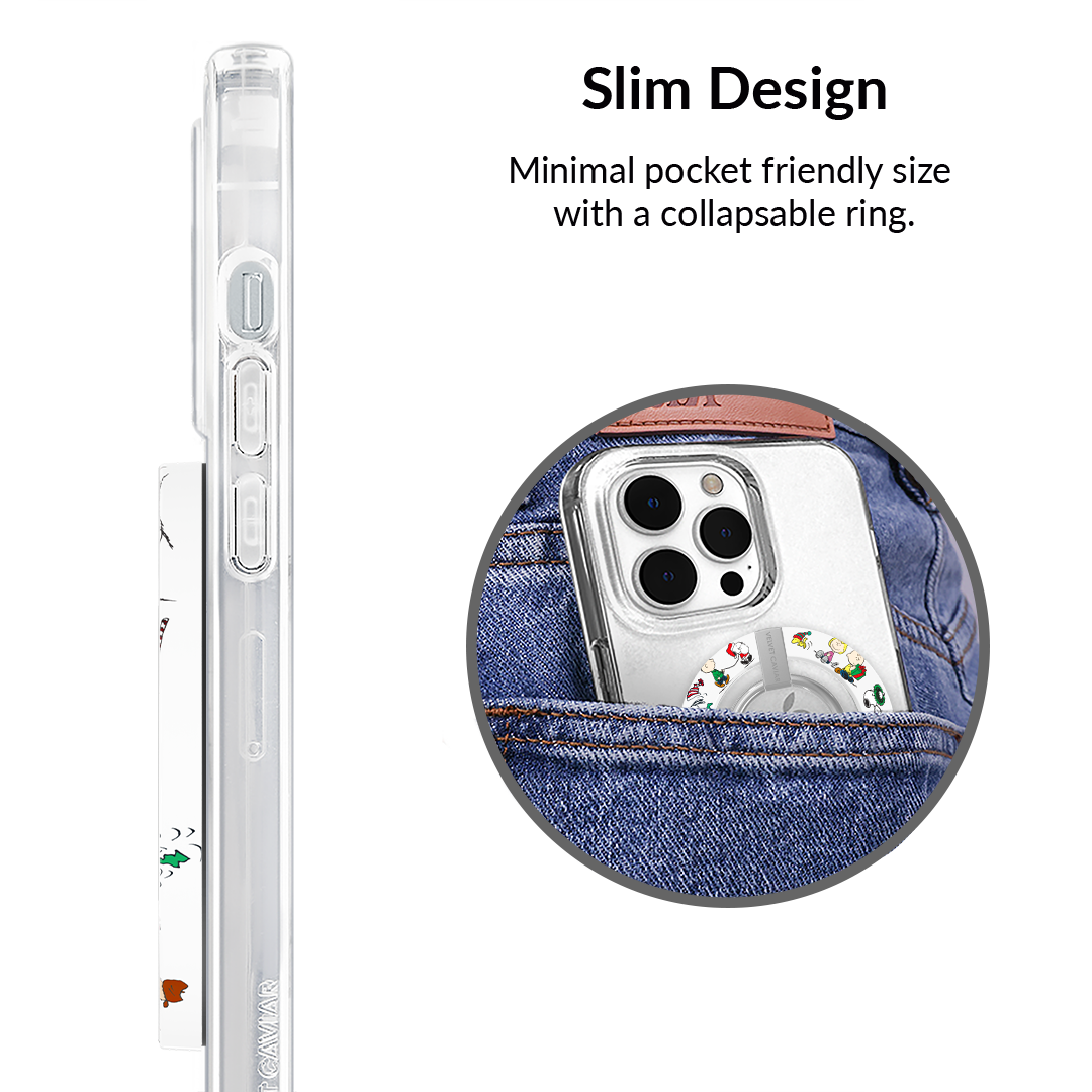 Snoopy Christmas Glitter MagSafe Grip Ring - Magnetic Phone Holder for iPhone 14/13/12, Holiday Gift for Fans, Perfect for Decorating Phones, Taking Selfies, and Festive Celebrations