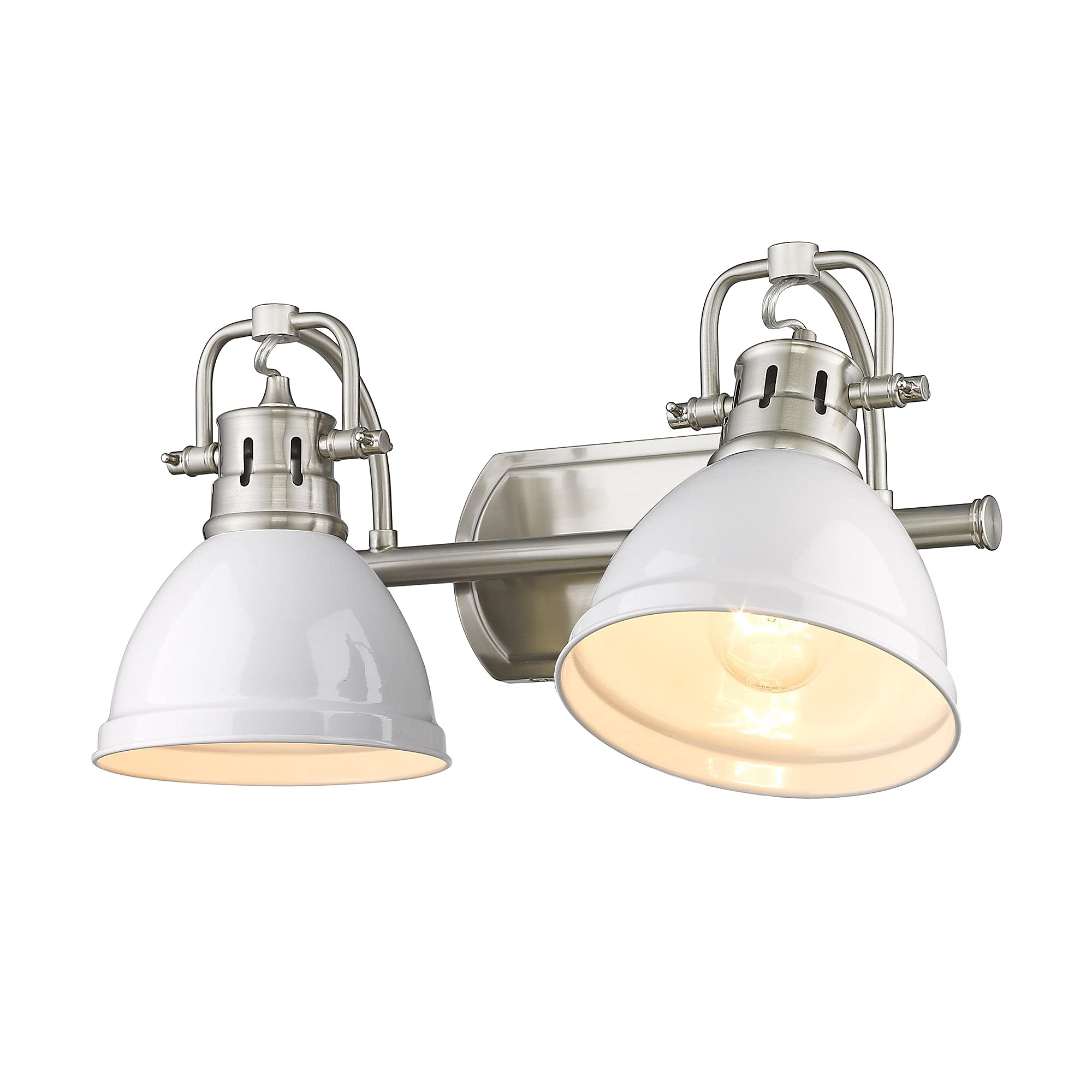 Golden Lighting Duncan Pewter Two-Light Bathroom Vanity Fixture with White Glass Shades - Perfect for Modern Bathroom, Powder Room & Master Bath Decor