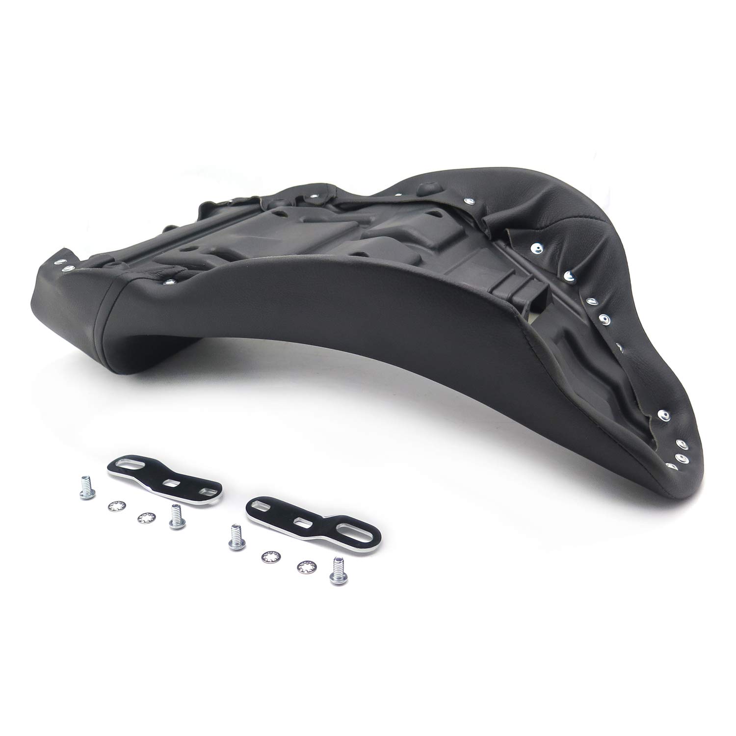 HTTMT Black Modern Low Profile Solo Seat for 2008-2017 Harley Touring Bagger Dresser Motorcycles - Comfortable Replacement Seat for Long Rides & Custom Builds [P/N: TGHD-SEAT002-BK]