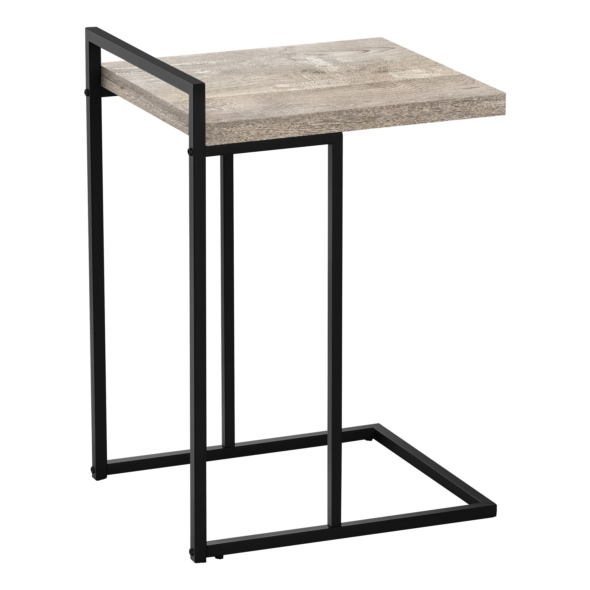 Rustic Taupe Reclaimed Wood Accent Table with Black Metal Legs - 25 Inches Height - Perfect for Living Room, Bedroom, or Entryway Decor