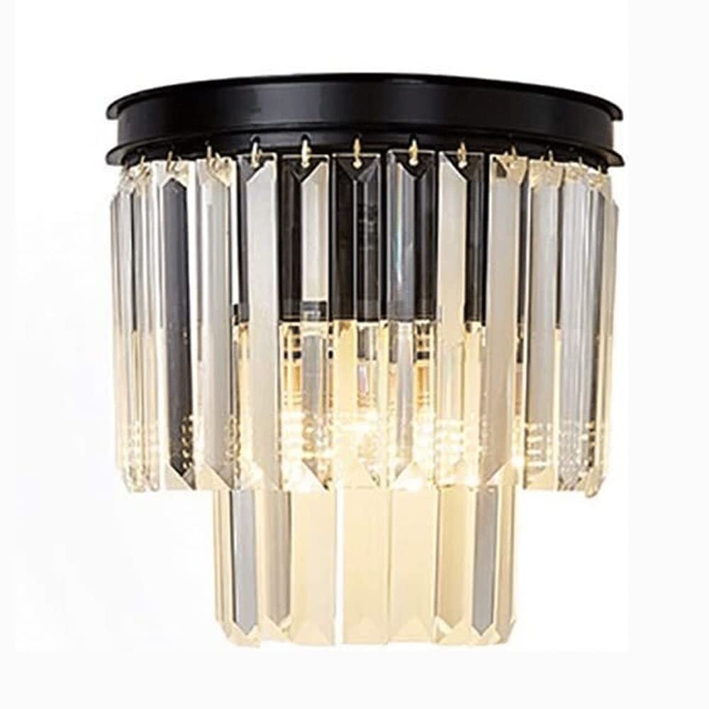 Elegant Crystal Wall Sconce LED Light Fixture - Modern Black Wall Lamp for Living Room, Bedroom, Hallway & Aisle - Energy Saving Indoor Decorative Lighting for Home Decor, Romantic Ambience & Bedside Reading