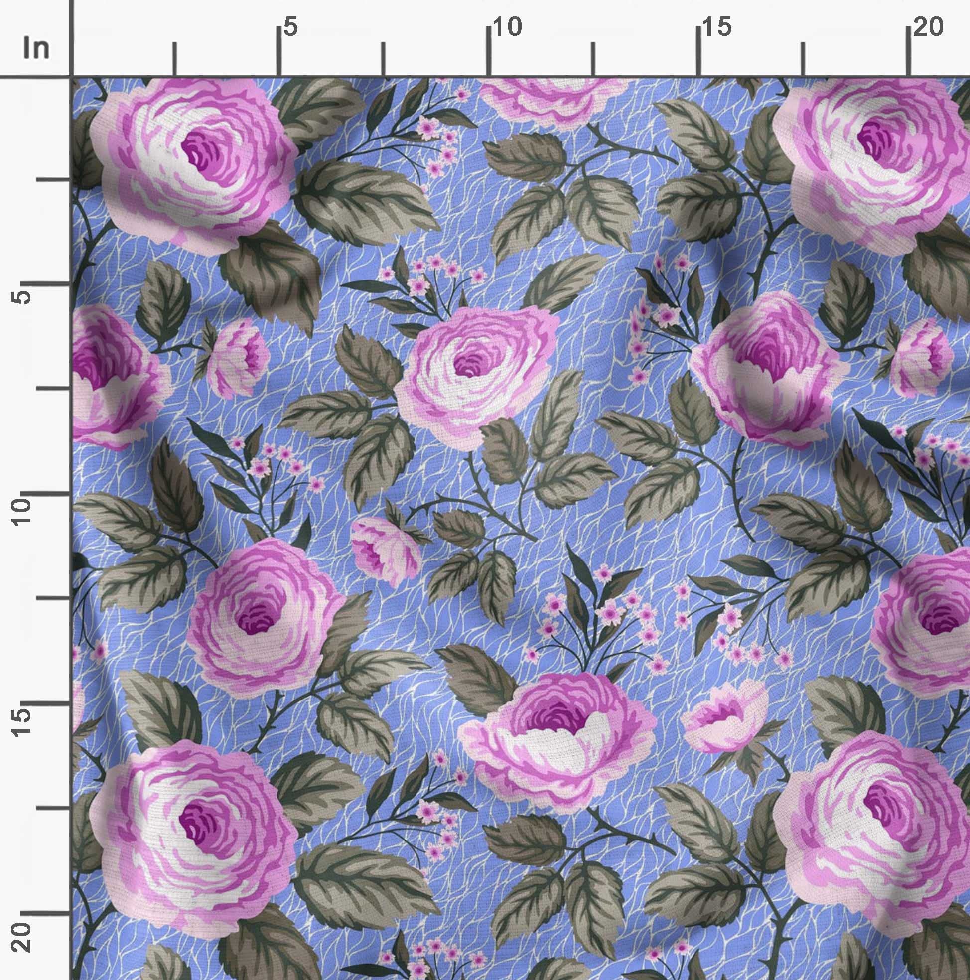 Soimoi Moss Georgette Brown Fabric by The Yard - 42 Inch Wide Floral Printed Fabric with Delicate Flower & Leaf Patterns for Dresses, Curtains, DIY Crafts and Home Decor Projects