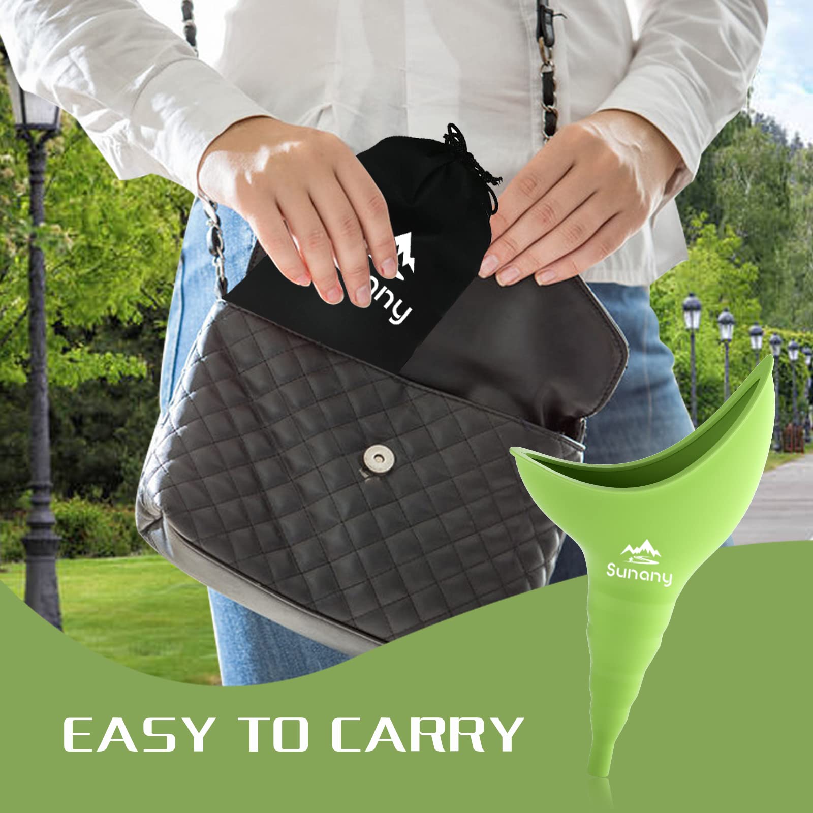 **Sunany Female Urinal with Silicone Funnel - Portable Standing Pee Device for Women, Reusable Outdoor Urinal - Perfect for Camping, Hiking, Travel & Road Trips**