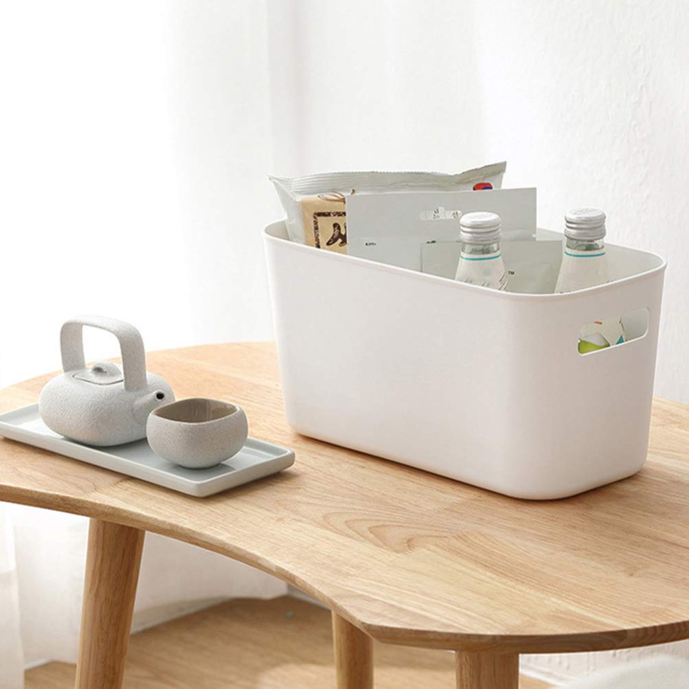 DOITOOL White Small PP Desktop Storage Basket - Makeup Organizer, Bathroom Shelf & Travel Storage Drawer for Desk, Bathtub Toys, Toiletries | Perfect for Home Office, Bathroom Organization & Travel Essentials