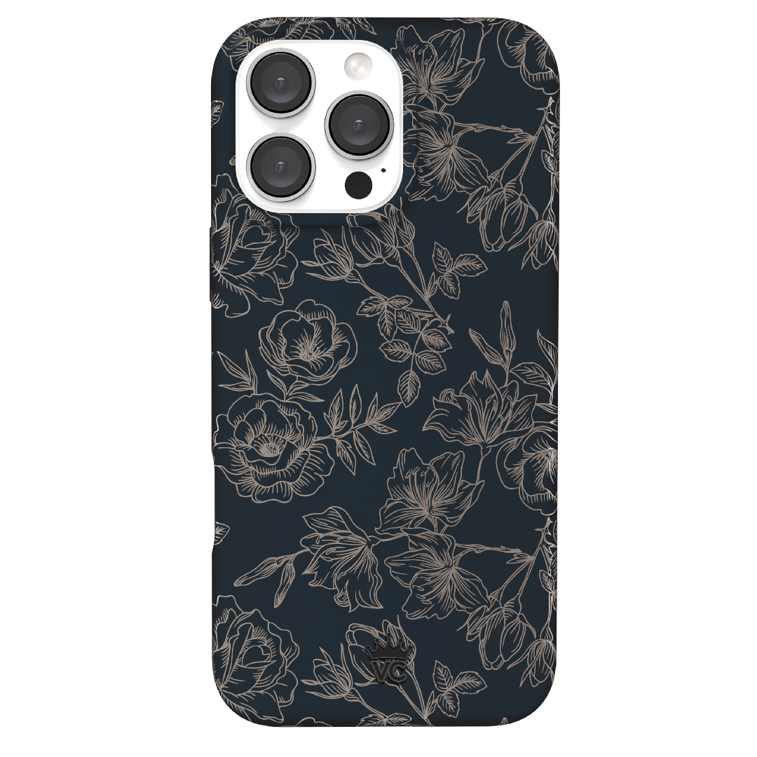 Elegant Floral Rose Gold Chrome iPhone Case - Stylish Protective Cover for iPhone 13/12/11/X - Perfect for Everyday Use, Office & Special Occasions
