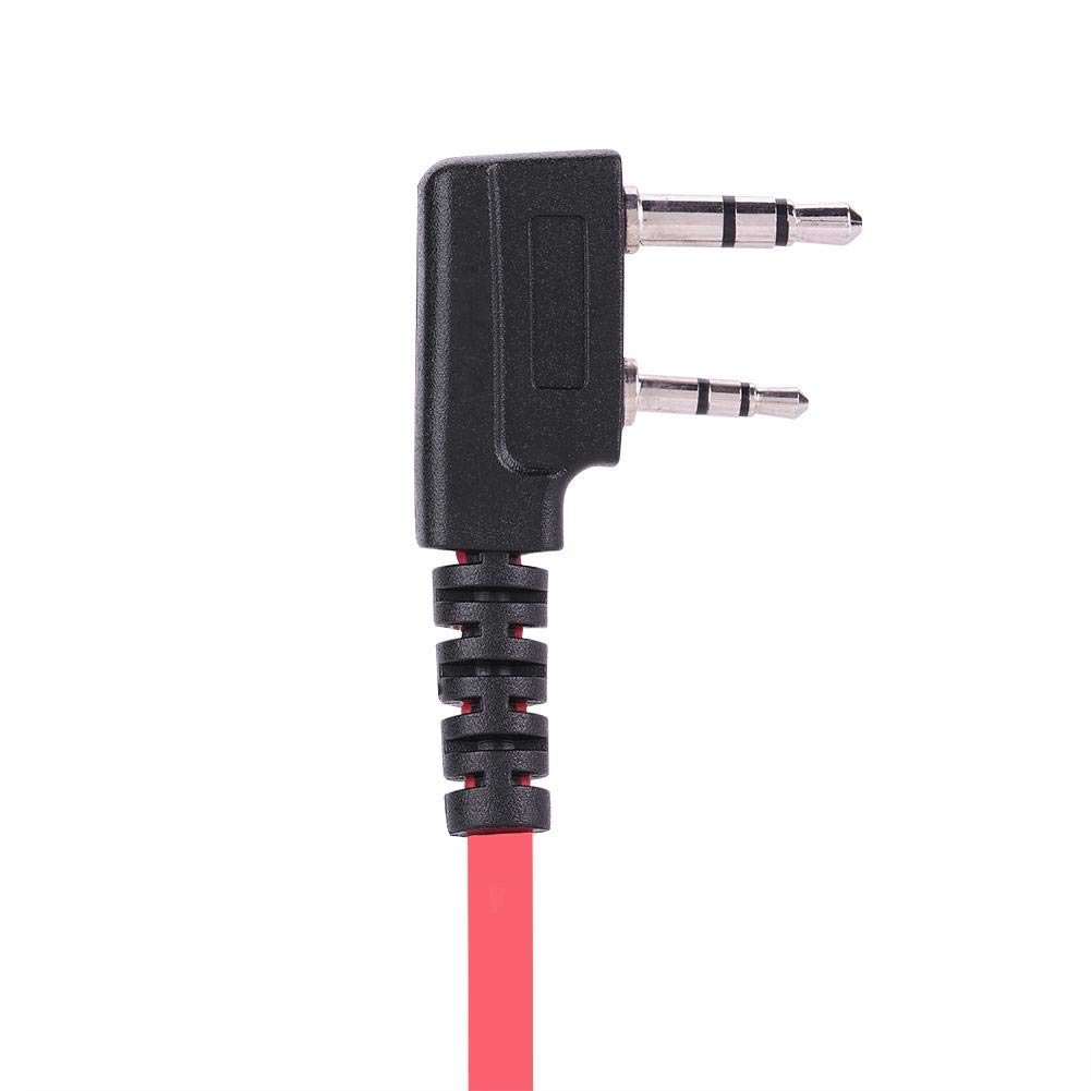 Walkie Talkie Headset with Microphone - 46.46 Inch (118cm) 2-Pin K-Head Compatible Earphone for Police, Security Guards (Red) | Ideal for Law Enforcement, Event Security & Construction Site Communication