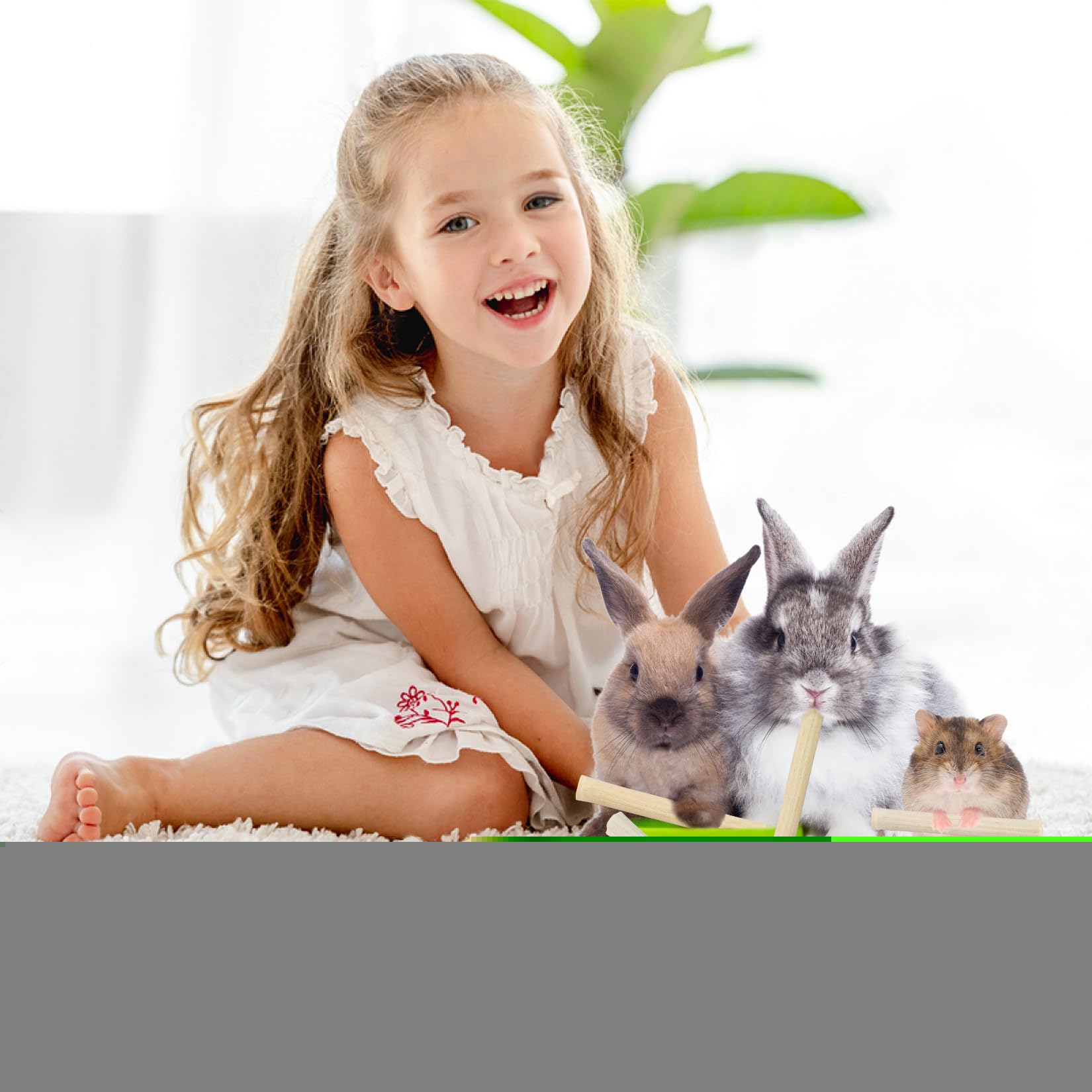 Natural Bamboo Chew Sticks for Rabbits, Guinea Pigs & Small Pets - 320 Count Organic Teeth Grinding Toys for Dental Health | Safe Molar Treats for Hamsters, Squirrels & Bunnies | Perfect for Cage Enrichment & Chewing Needs