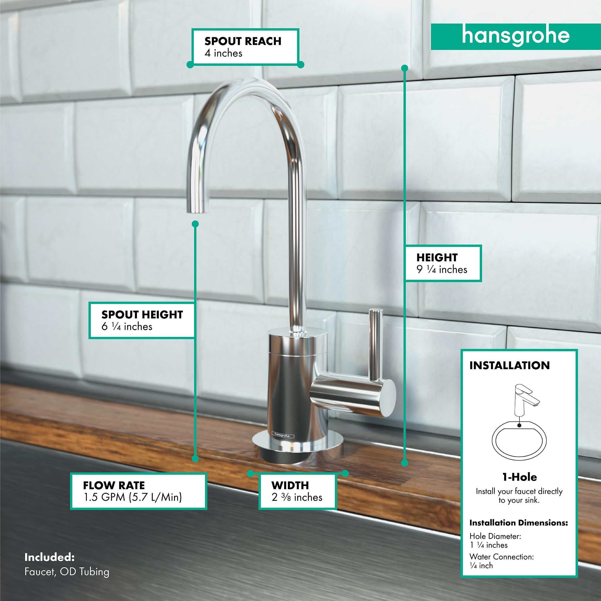 **hansgrohe Talis S Chrome Beverage Kitchen Faucet with Water Filter - High-Quality Chrome Finish (Model 04301000) - Perfect for Modern Kitchens & Beverage Stations**    **使用场景:** Ideal for filtered water access, beverage preparation, and stylish kitchen upgrades.