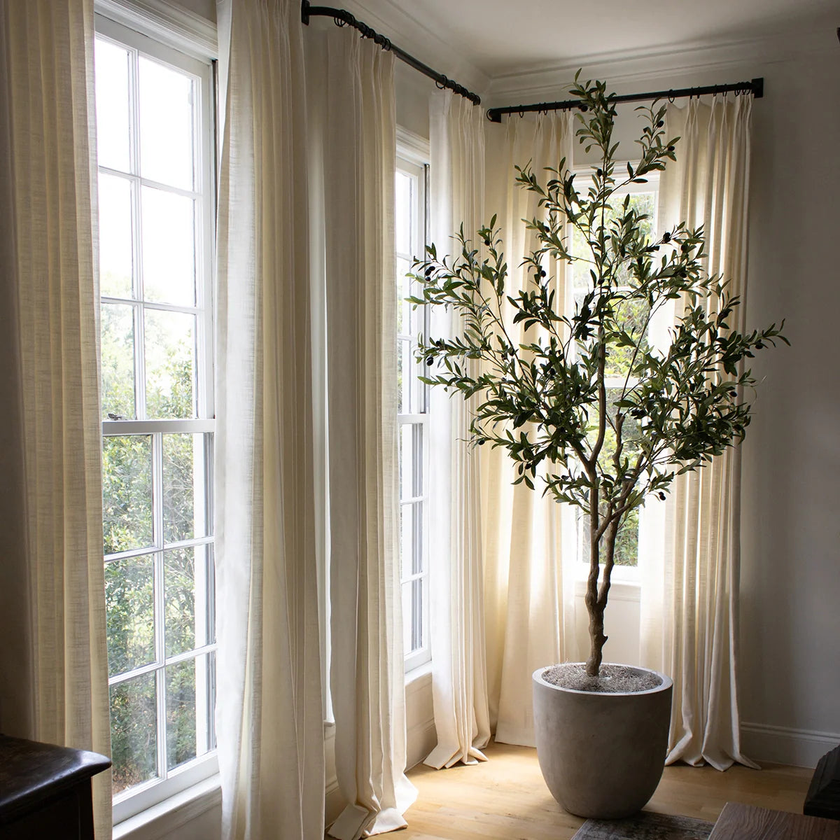 Pinch Pleated Blackout Curtains - 100% Linen Custom Drapes in Grey & Beige | Modern Thermal Insulated Window Treatments for Living Room & Bedroom
