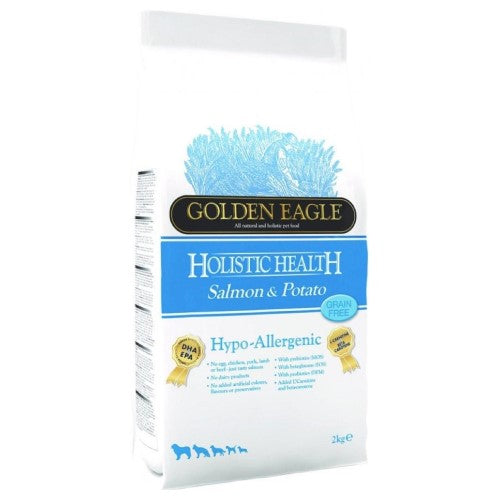 Premium Grain-Free Hypoallergenic Dog Food - Golden Eagle Salmon & Potato Recipe for Sensitive Stomachs (2 Sizes) - Ideal for Adult Dogs with Allergies & Digestive Issues
