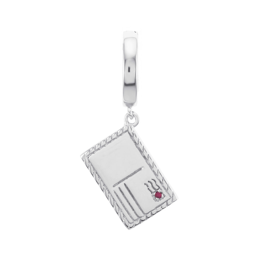 Ruby Postcard Charm - Vintage Inspired Jewelry for Necklaces & Bracelets - Perfect for Travel Gifts & Scrapbooking