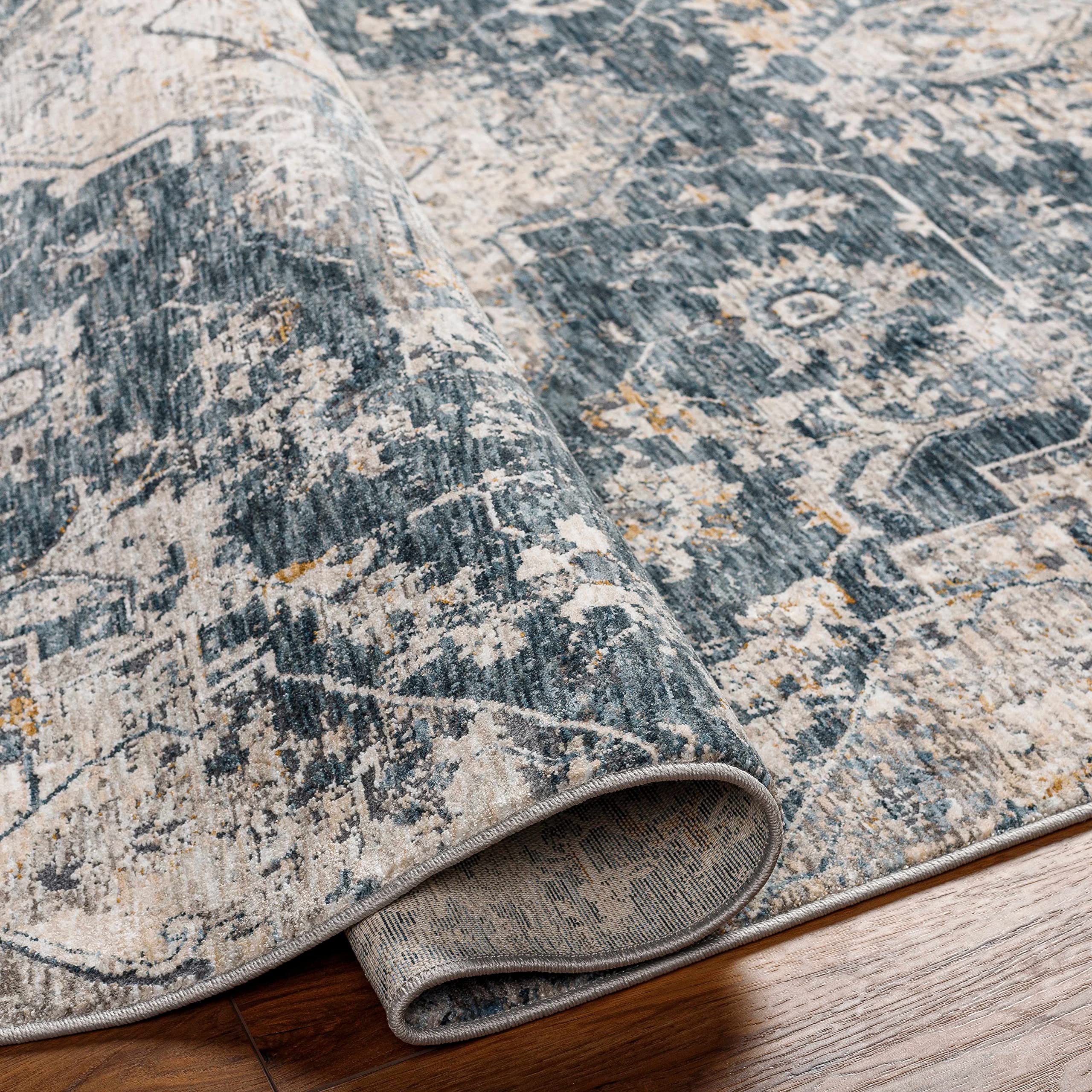 Hauteloom Beaudesert Modern Area Rug for Living Room & Bedroom - Soft Brown, Gray, Blue Handwoven Rug - 2'7