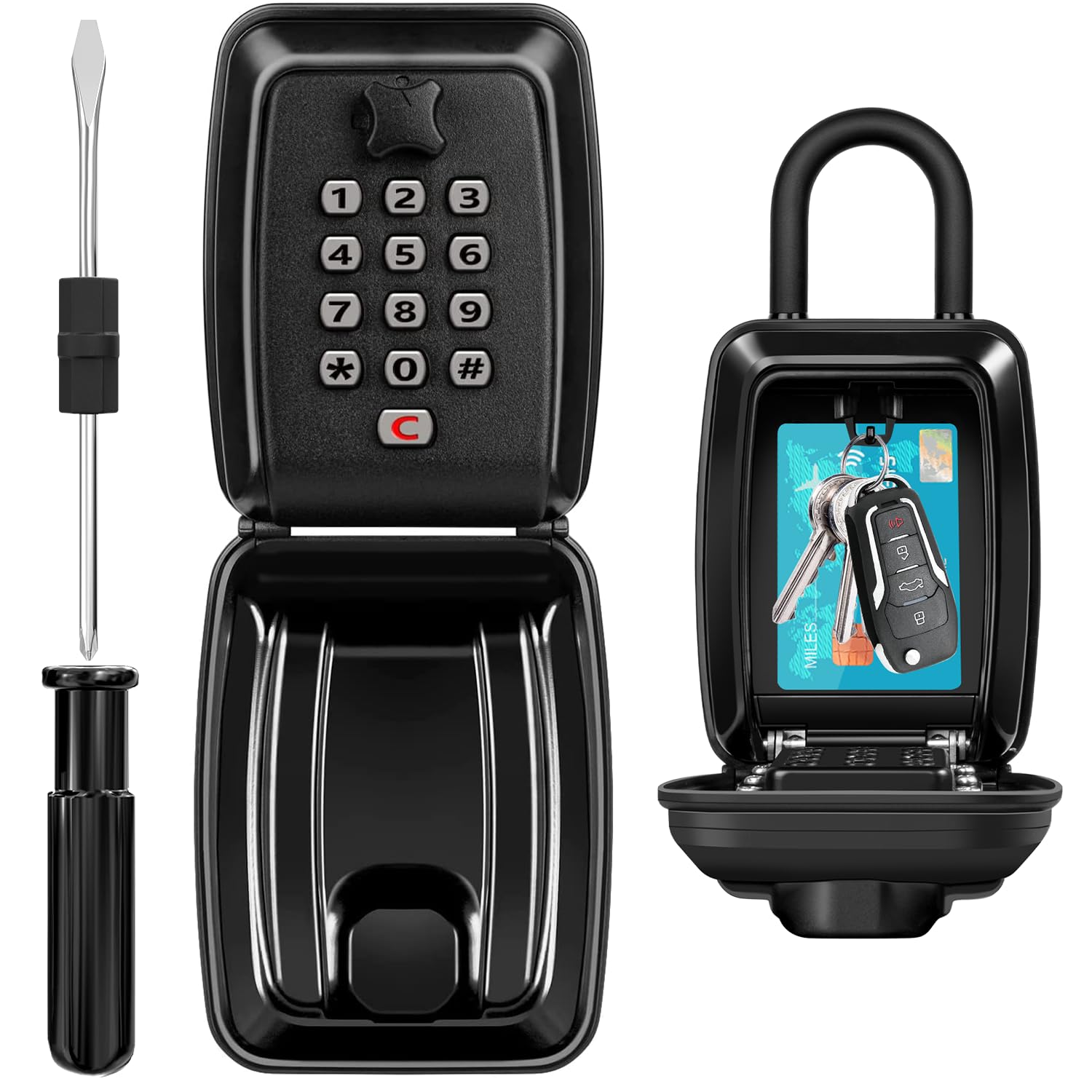 HUANLANG 12-Digit Combination Key Lock Box - Waterproof Outdoor Key Safe with Resettable Code - Secure Key Storage for Home, Garage, Office - Perfect for Vacation Rentals, Airbnb Hosts & Property Management