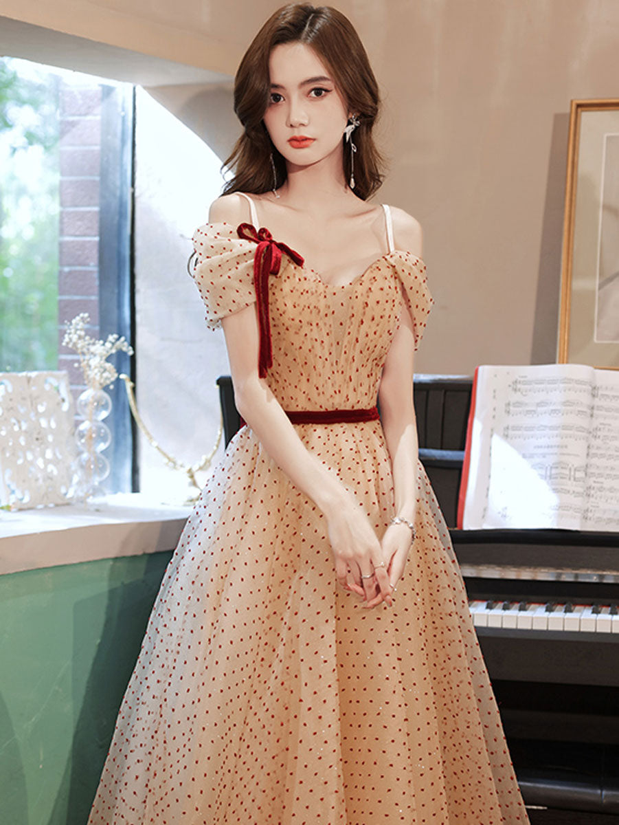 Elegant A-Line Champagne Long Prom Dresses for Women - Formal Evening Gowns for Party, Homecoming, Wedding & Special Occasions