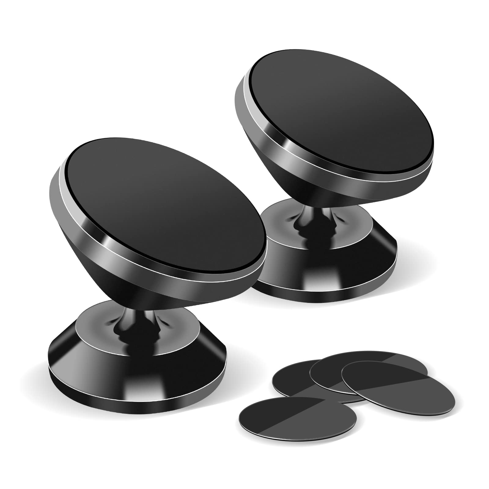 2 Pack Magnetic Phone Car Mount - Strong Magnet Phone Holder with 4 Metal Plates, 360° Rotatable Dashboard Mount for iPhone, Samsung & More | Perfect for Hands-Free Driving & GPS Navigation