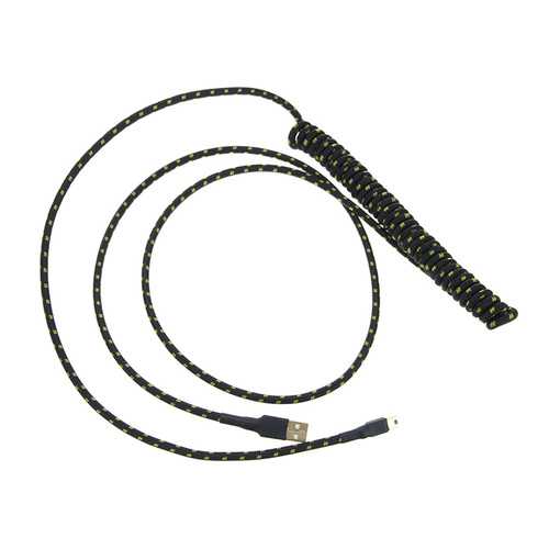 1.5m Mini USB to USB Male to Male Spring Coiled Data Cable for Mechanical Keyboards - Durable Charging & Sync Cord for Gaming, Office & PC Setup