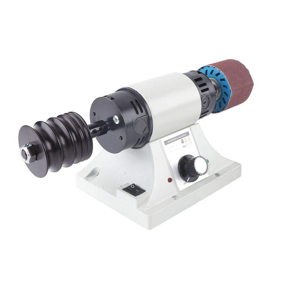 TFCFL 350W Leather Burnishing Machine - Professional Edge Polisher & Sander with 0-8000 RPM Variable Speed, 6 Sanding Belts (2x120#, 2x180#, 2x320#), 8mm Shaft - Perfect for Leather Craft, Shoe Repair & Woodworking Projects