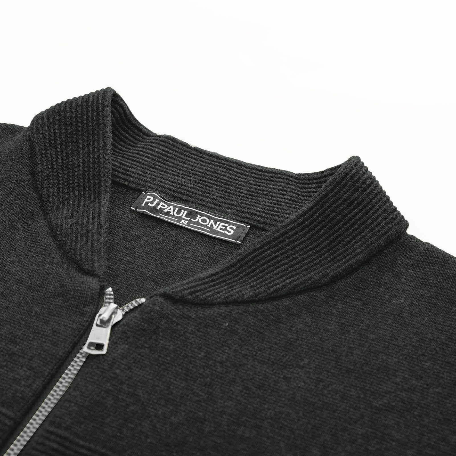 PJ PAUL JONES Men's Full Zip Cardigan Sweater - Stand Collar Regular Fit Knit Pullover for Casual Wear & Office Outfits