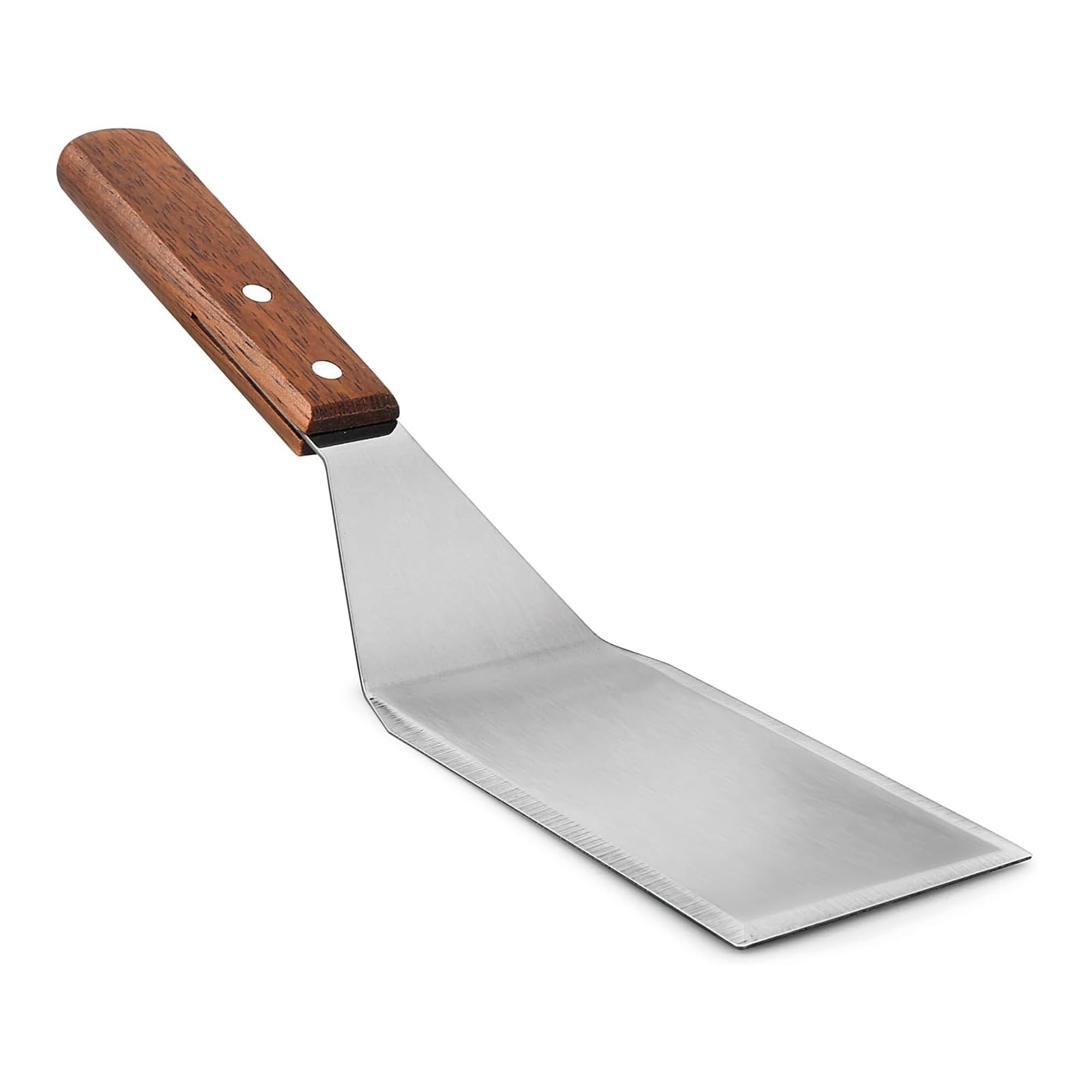 Homi Styles Stainless Steel Grill Spatula with Wood Handle - 11 x 3 Inch Metal Spatula with Beveled Edges for Skillets, Griddles, Pancakes, Burgers & Omelets - Perfect for BBQ, Camping & Home Cooking