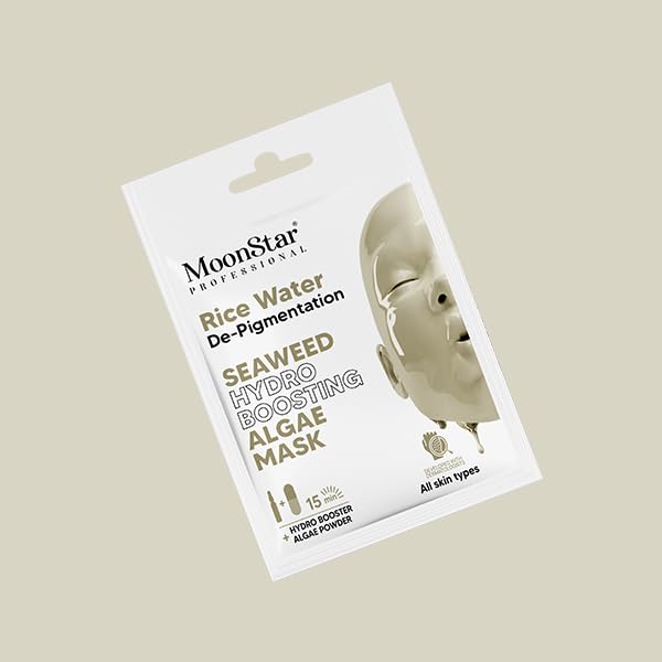 Moonstar Rice Water & Algae Brightening Face Mask - Hydrating Seaweed Hydro Boosting Treatment for Depigmentation & Glowing Skin (Pack of 2) | Perfect for Dry Skin & Nighttime Skincare Routine