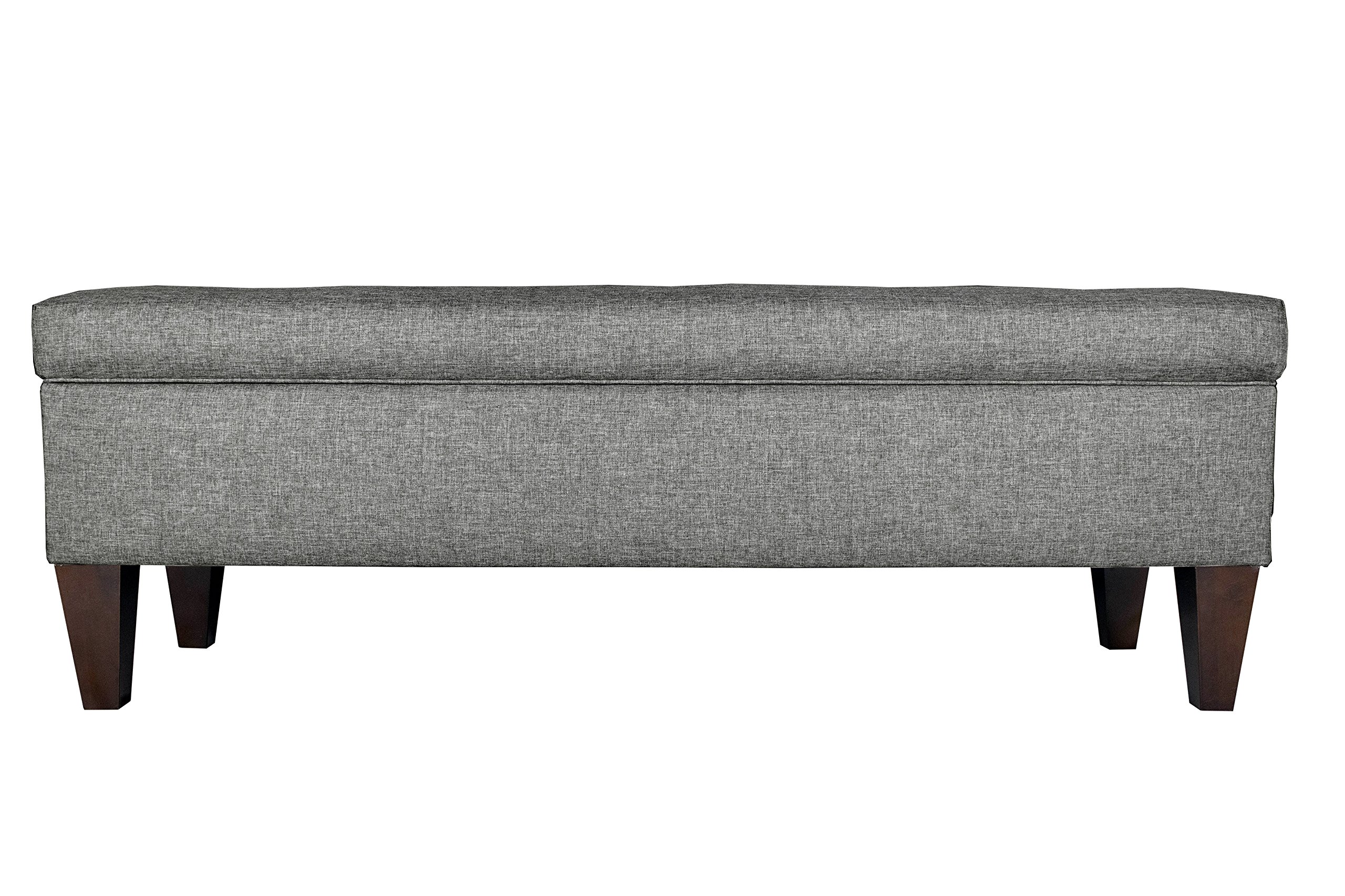 MJL Furniture Designs Brooke Collection Diamond Tufted Upholstered Long Bedroom Storage Bench with Lift Top, Sandy Series, Gray - Perfect for Bedroom Seating, Entryway Decor, and Extra Storage Space