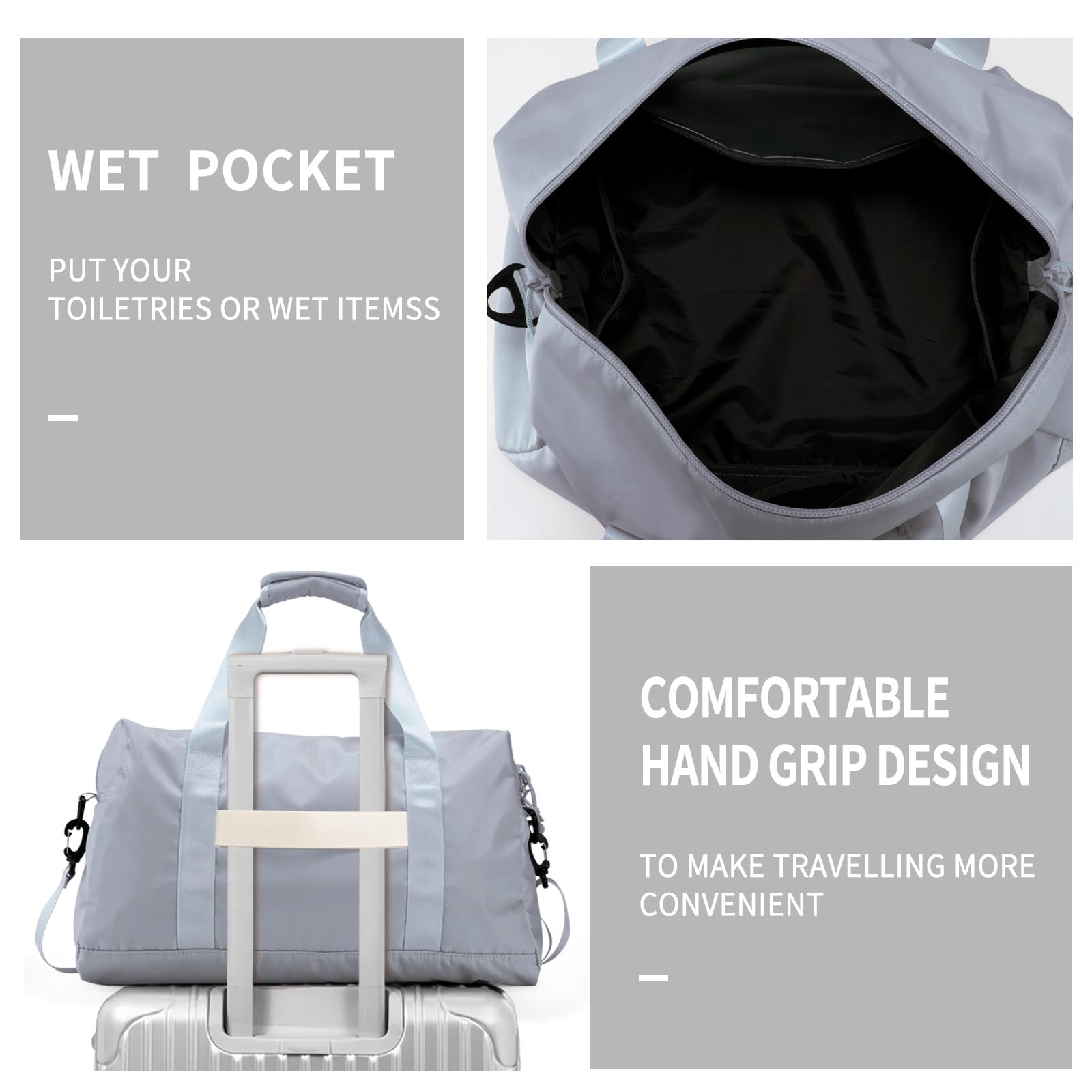 Waterproof Travel Duffle Bag for Men & Women - Large Gym Sports Weekender Bag with Wet Pocket - Carry On Tote Bag for Airplane, Workout, Beach & Weekend Getaways