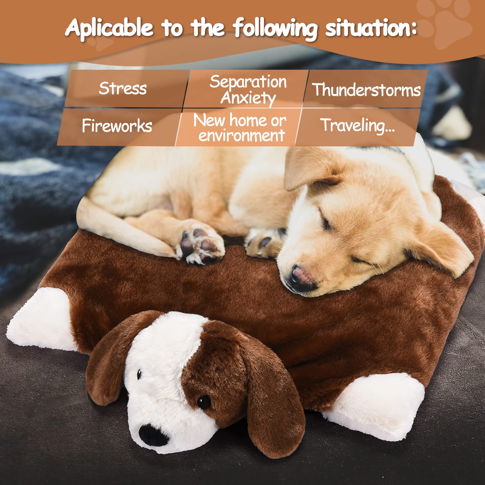 **Calming Heartbeat Stuffed Animal Toy for Dogs – Anxiety Relief, Crate Training & Sleep Aid – Soft Plush Puppy Comfort Toy for Stress Relief, Separation Anxiety, and Cuddling (Perfect for New Puppies, Travel, and Bedtime Comfort)**