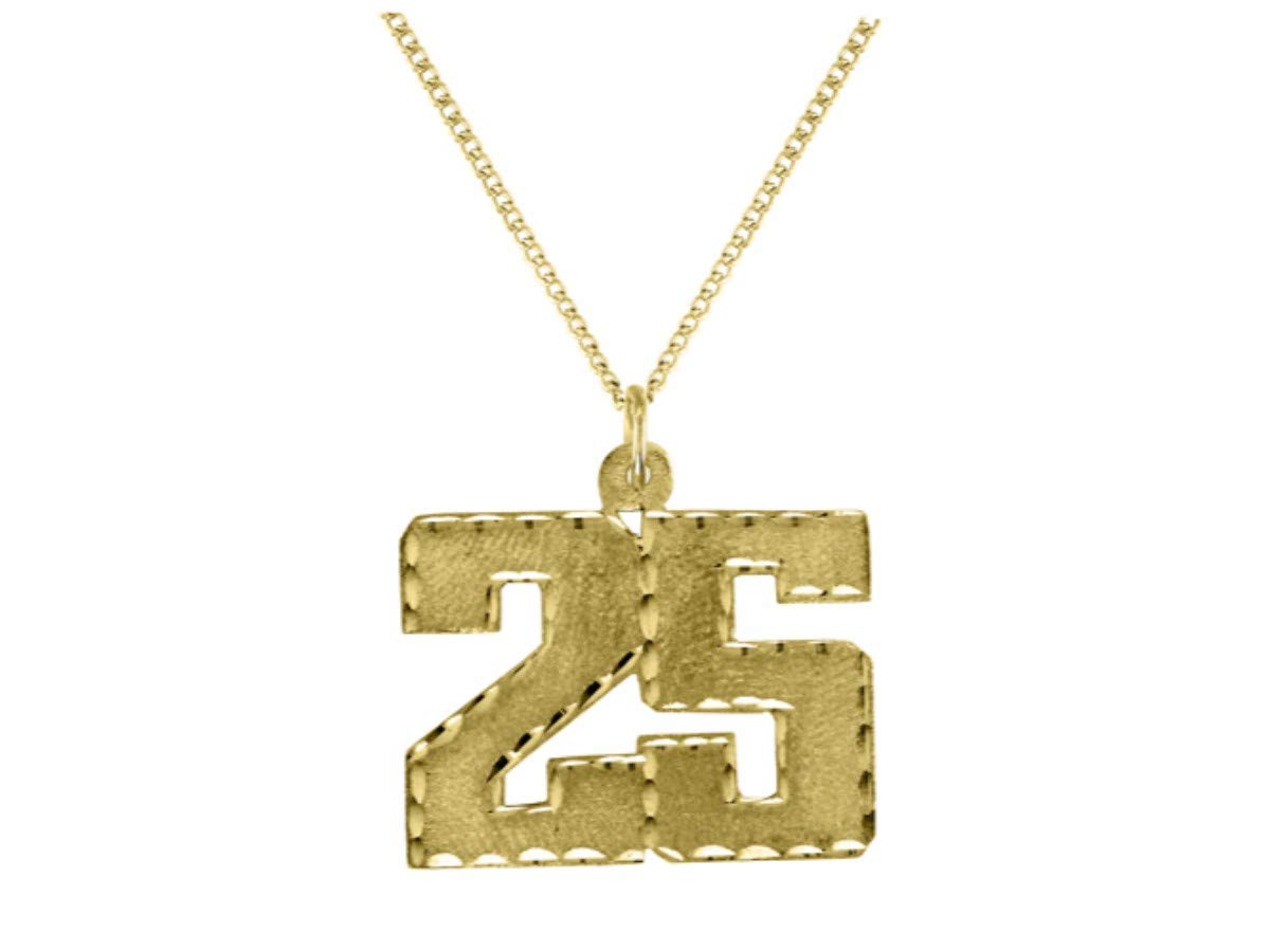 Personalized 925 Sterling Silver Number Necklace for Women & Men - Gold Plated Custom Nameplate Pendant (20mm) - Perfect for Birthdays, Anniversaries & Special Occasions